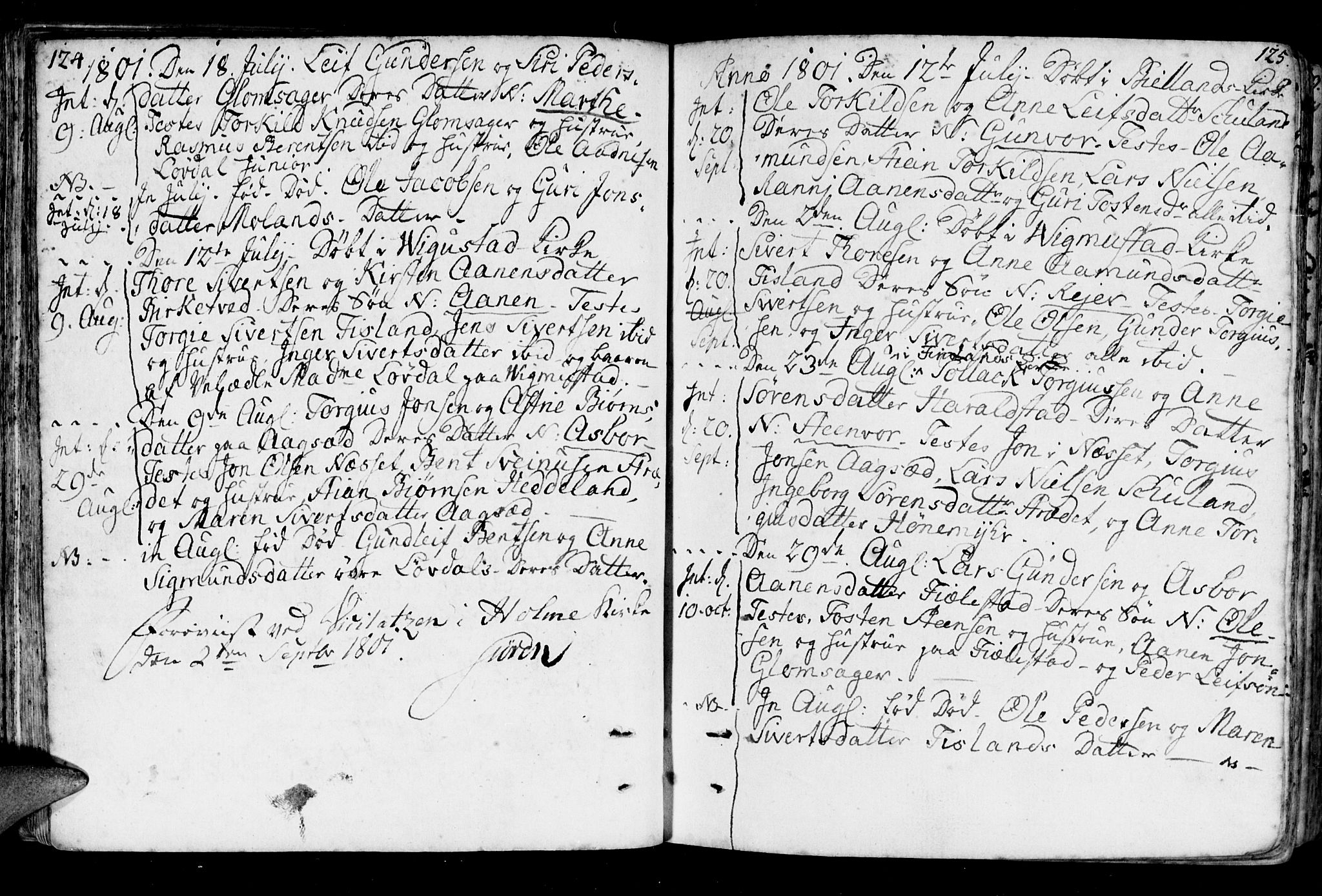 Holum sokneprestkontor, AV/SAK-1111-0022/F/Fa/Fab/L0004: Parish register (official) no. A 4, 1774-1847, p. 124-125