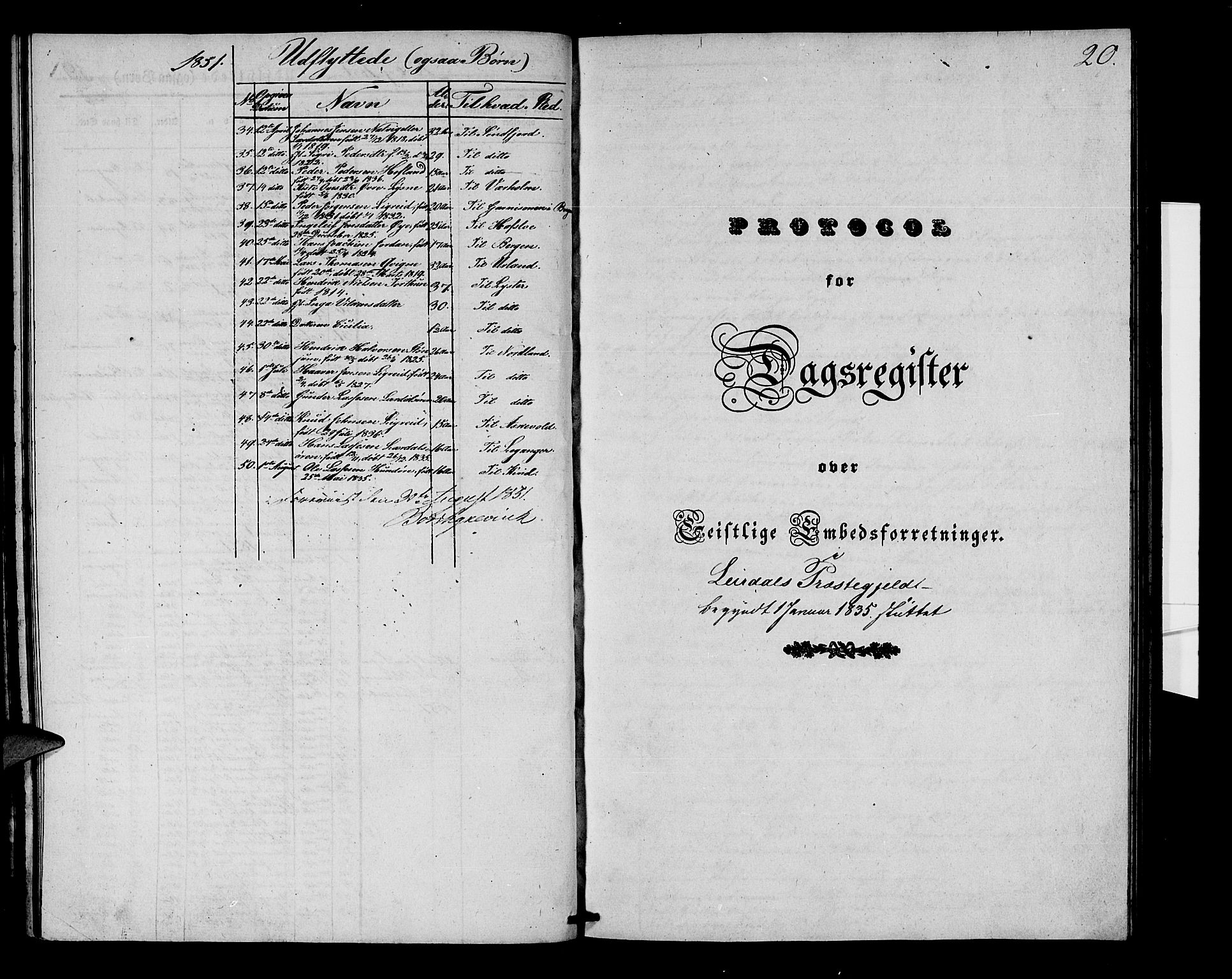 Lærdal sokneprestembete, SAB/A-81201: Parish register (official) no. A 10, 1837-1851, p. 20