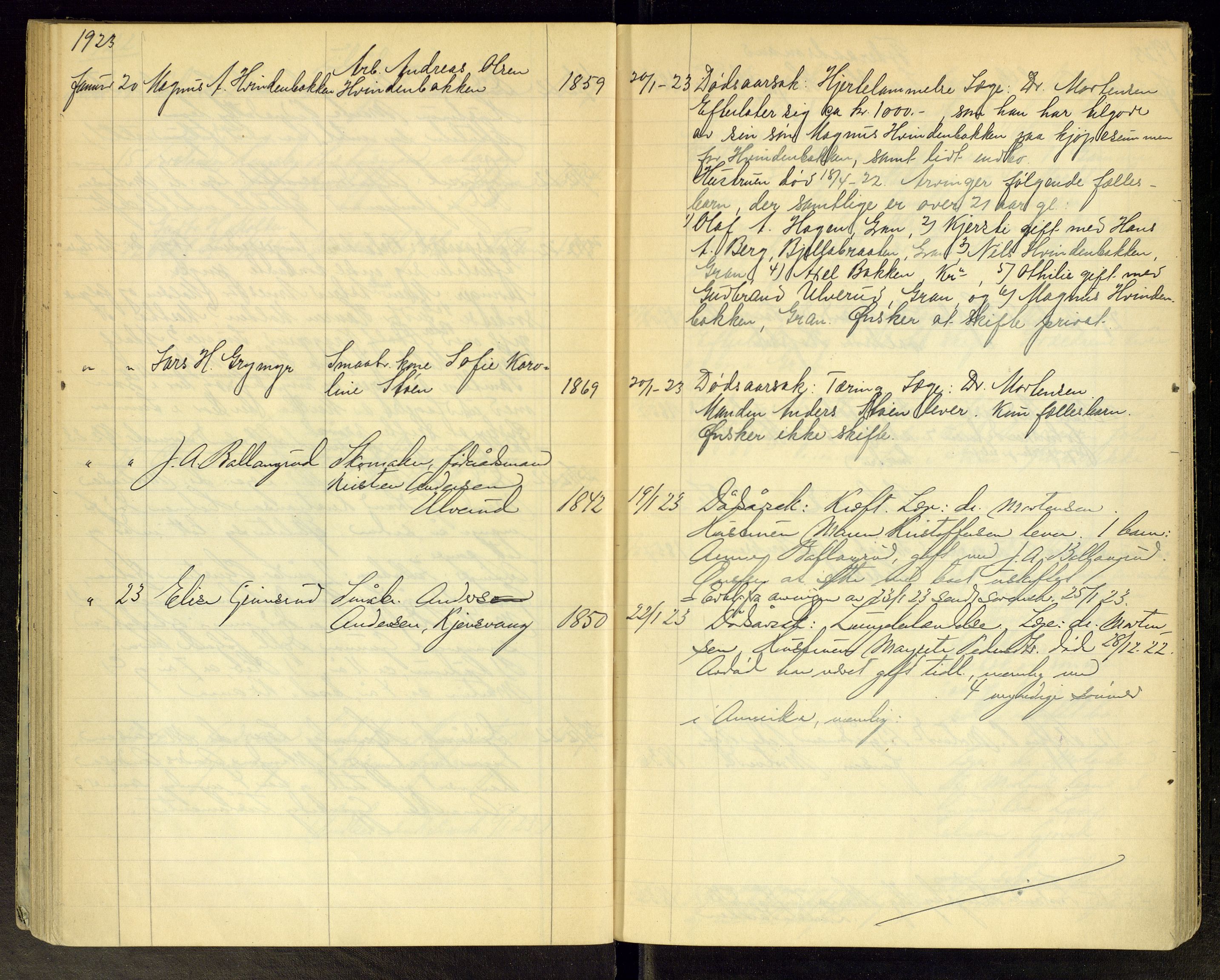 Gran lensmannskontor, SAH/LOG-010/H/Ha/L0003: Dødsfallsprotokoll, 1917-1930