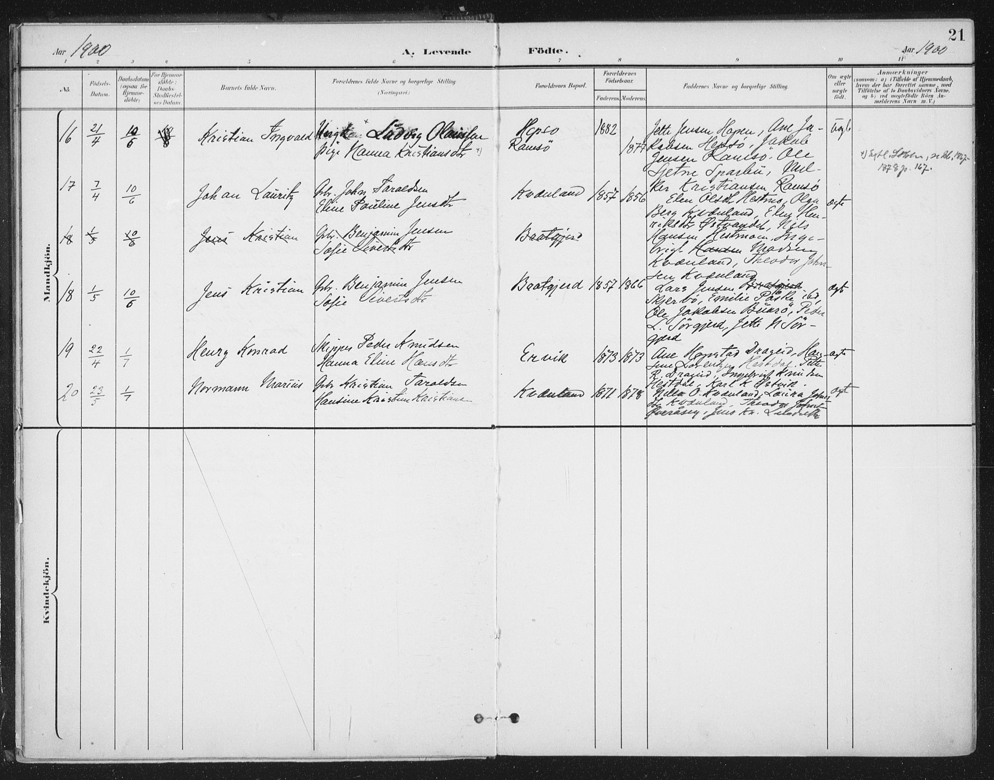 Ministerialprotokoller, klokkerbøker og fødselsregistre - Sør-Trøndelag, AV/SAT-A-1456/658/L0723: Parish register (official) no. 658A02, 1897-1912, p. 21