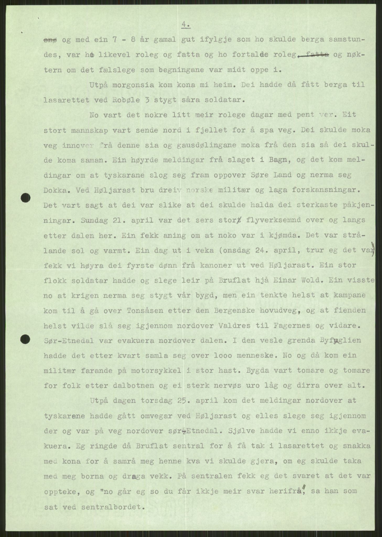 Forsvaret, Forsvarets krigshistoriske avdeling, AV/RA-RAFA-2017/Y/Ya/L0014: II-C-11-31 - Fylkesmenn.  Rapporter om krigsbegivenhetene 1940., 1940, p. 152