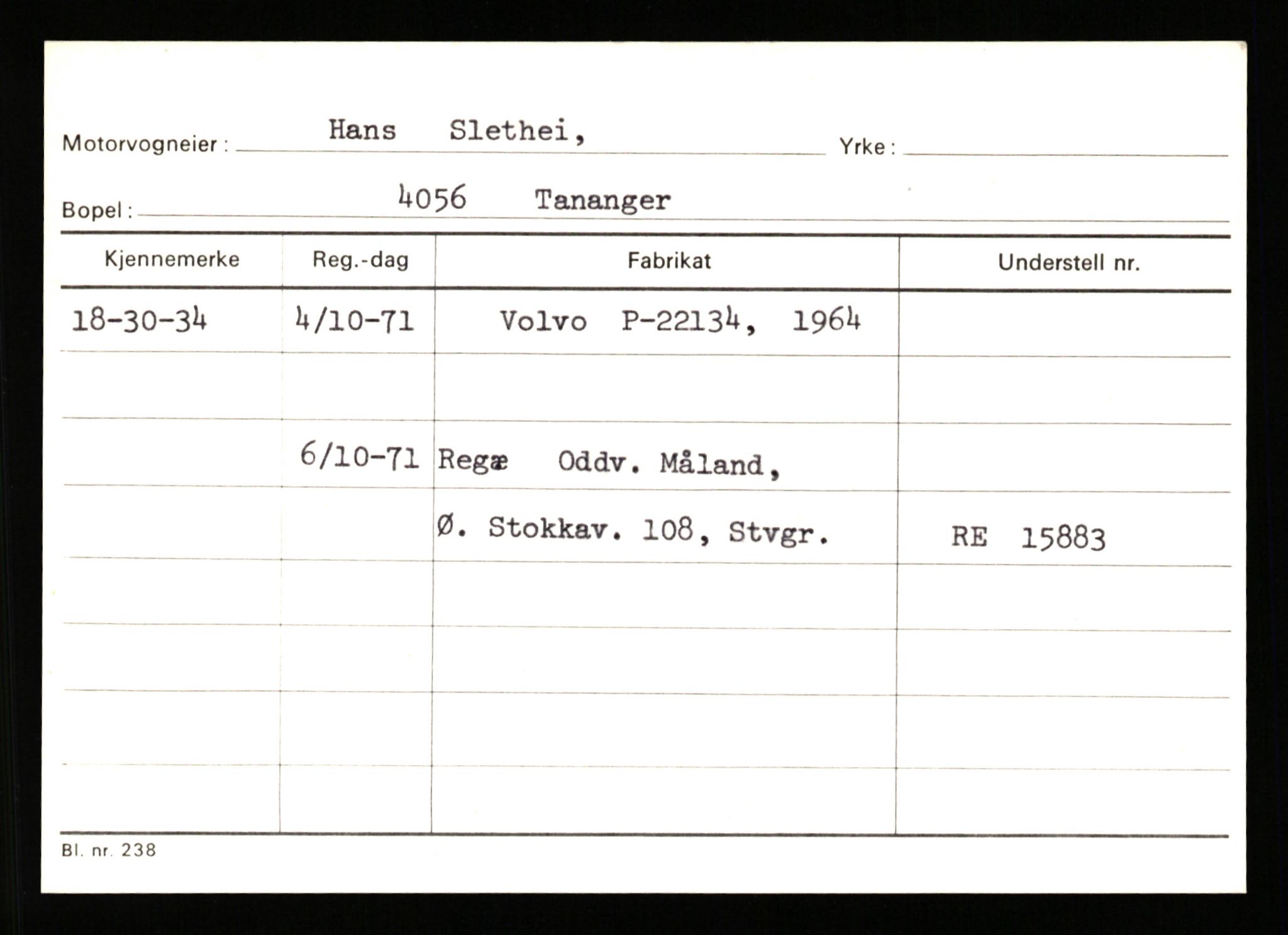 Stavanger trafikkstasjon, AV/SAST-A-101942/0/G/L0010: Registreringsnummer: 130000 - 239953, 1930-1971, p. 1845