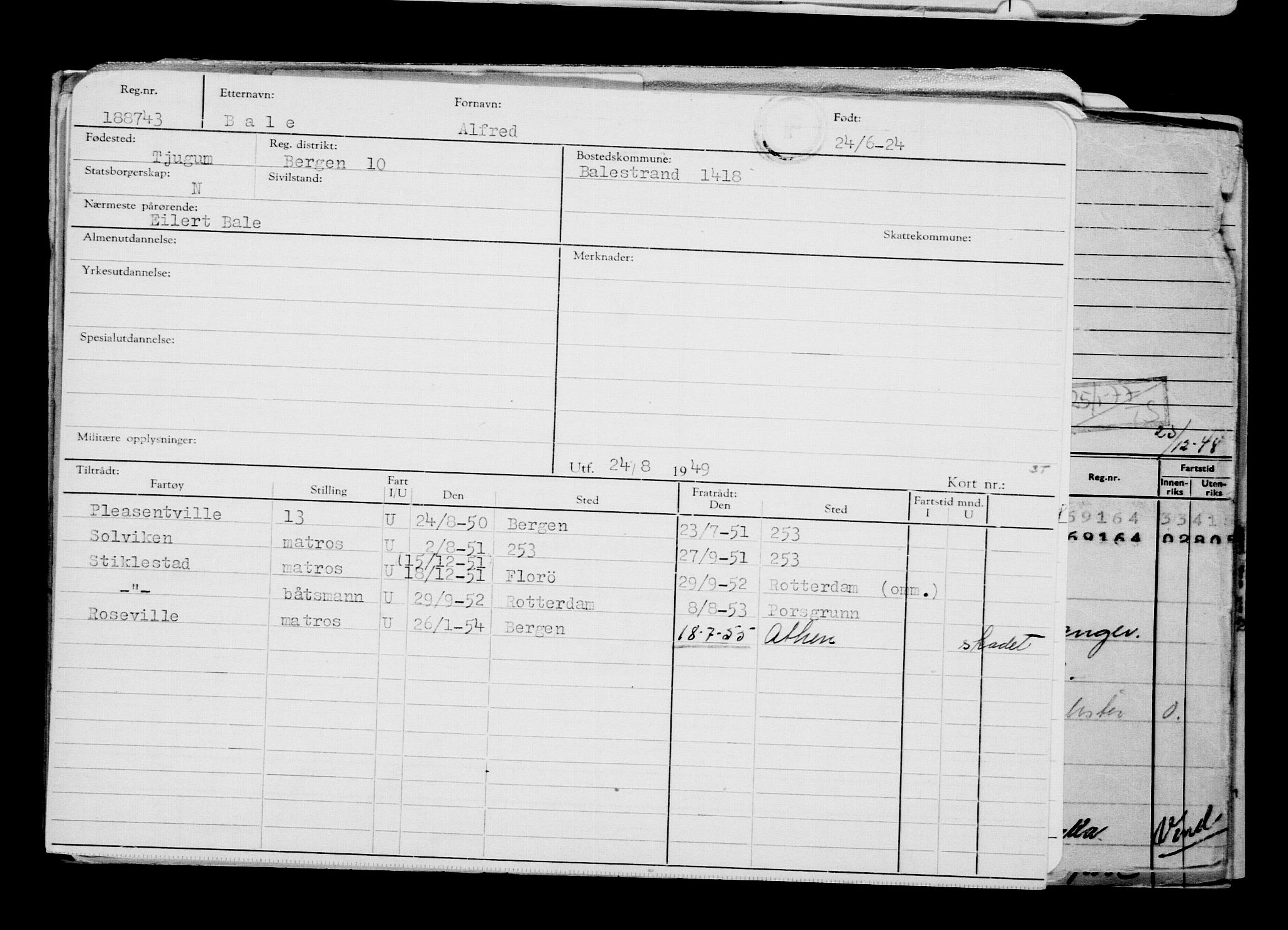 Direktoratet for sjømenn, AV/RA-S-3545/G/Gb/L0233: Hovedkort, 1924, p. 95