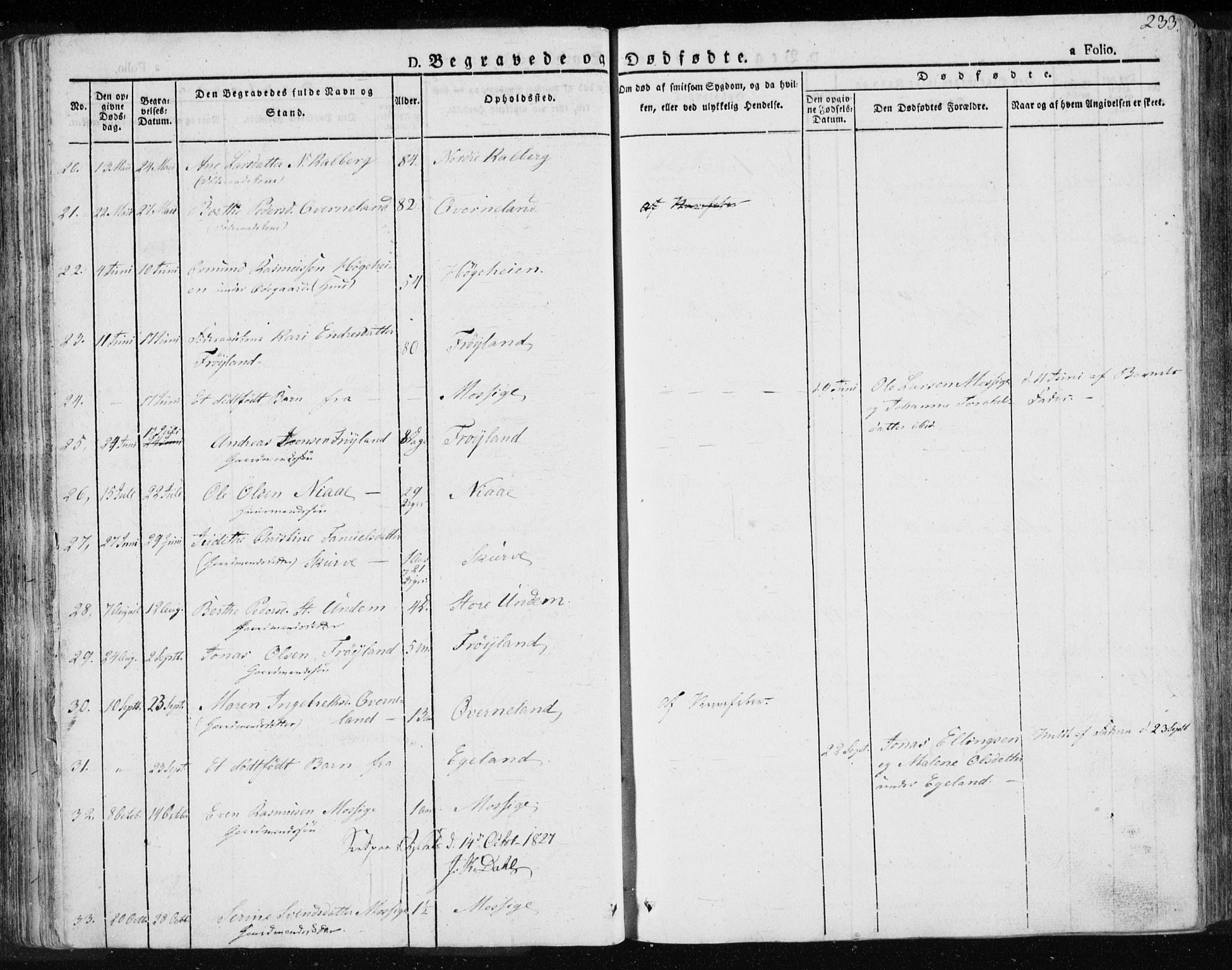 Lye sokneprestkontor, AV/SAST-A-101794/001/30BA/L0004: Parish register (official) no. A 4, 1826-1841, p. 233