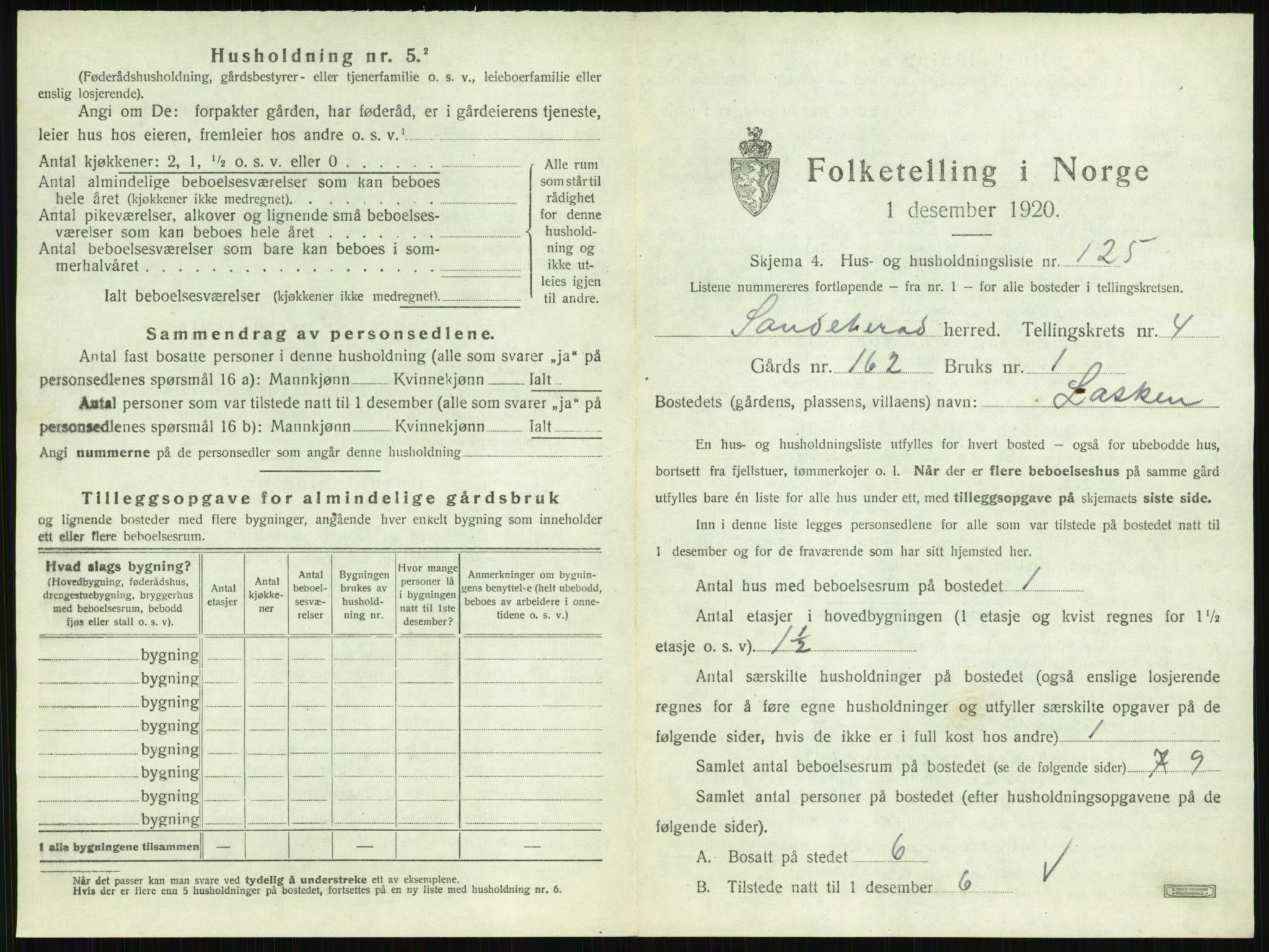 SAKO, 1920 census for Sandeherred, 1920, p. 882