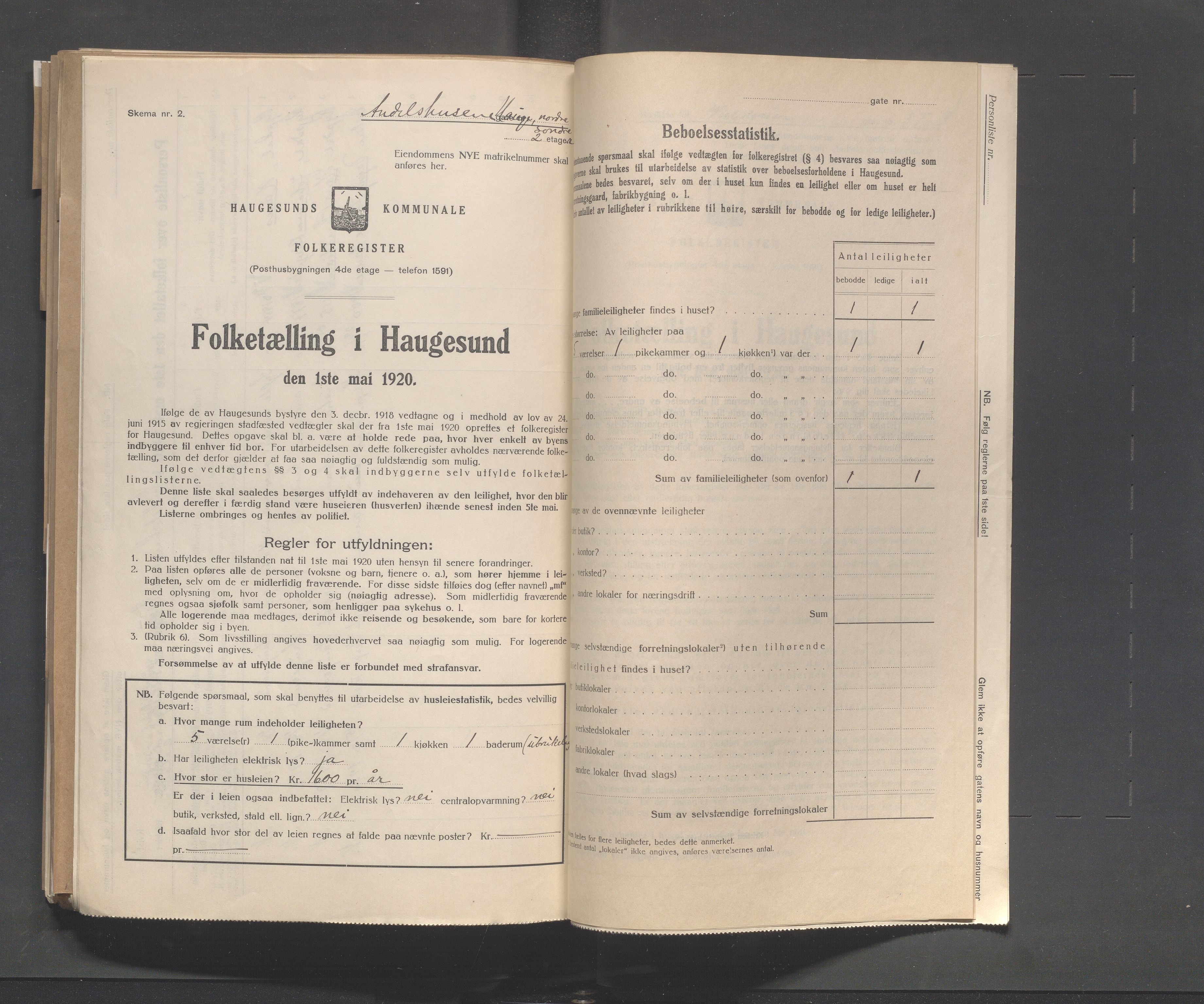 IKAR, Local census 1.5.1920 for Haugesund, 1920, p. 5299