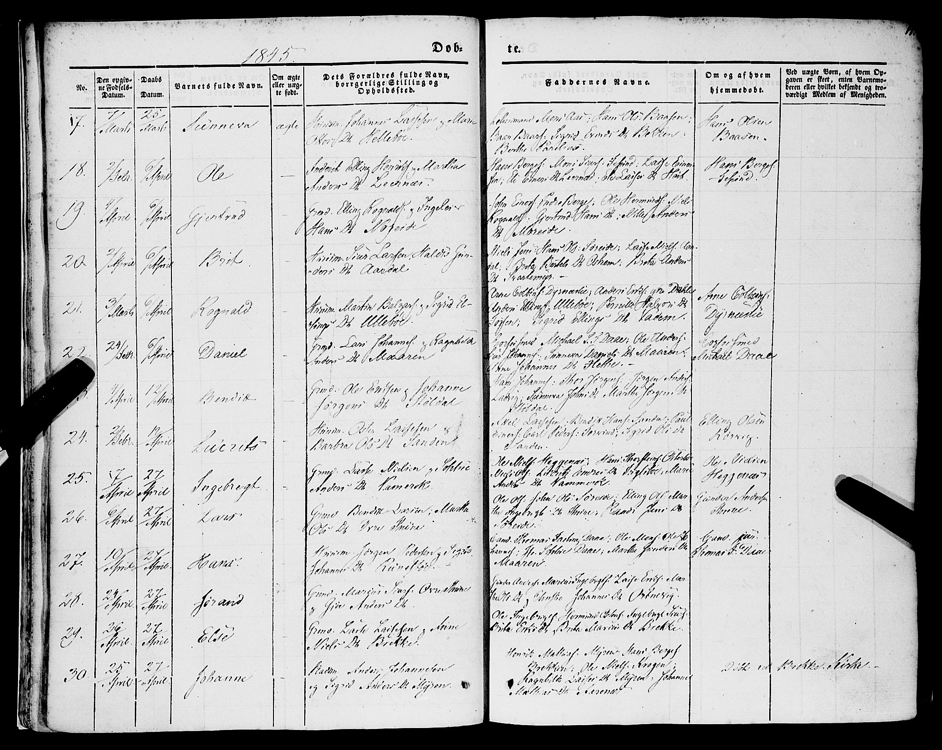 Lavik sokneprestembete, AV/SAB-A-80901: Parish register (official) no. A 3, 1843-1863, p. 17