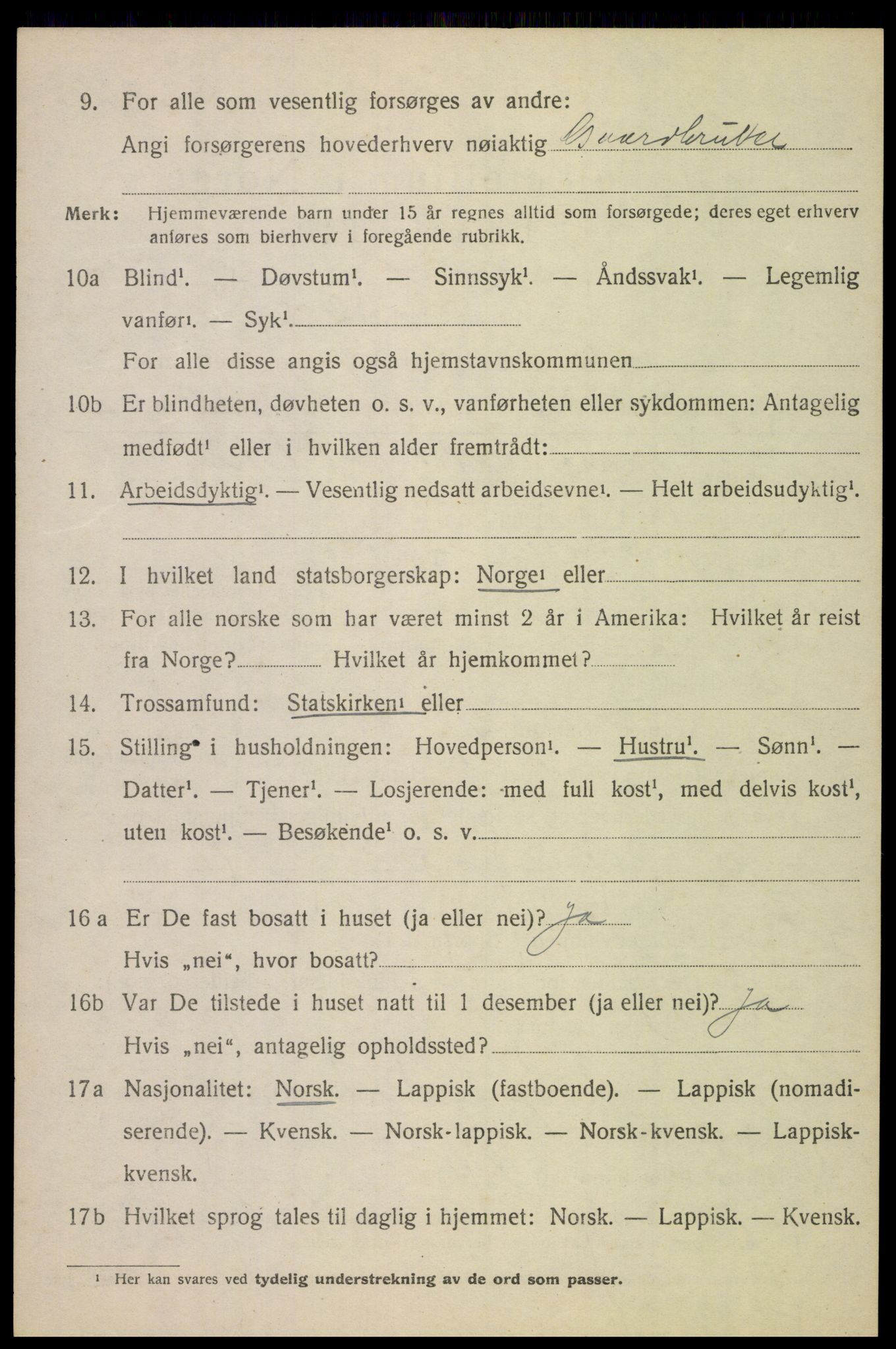 SAT, 1920 census for Ankenes, 1920, p. 3446