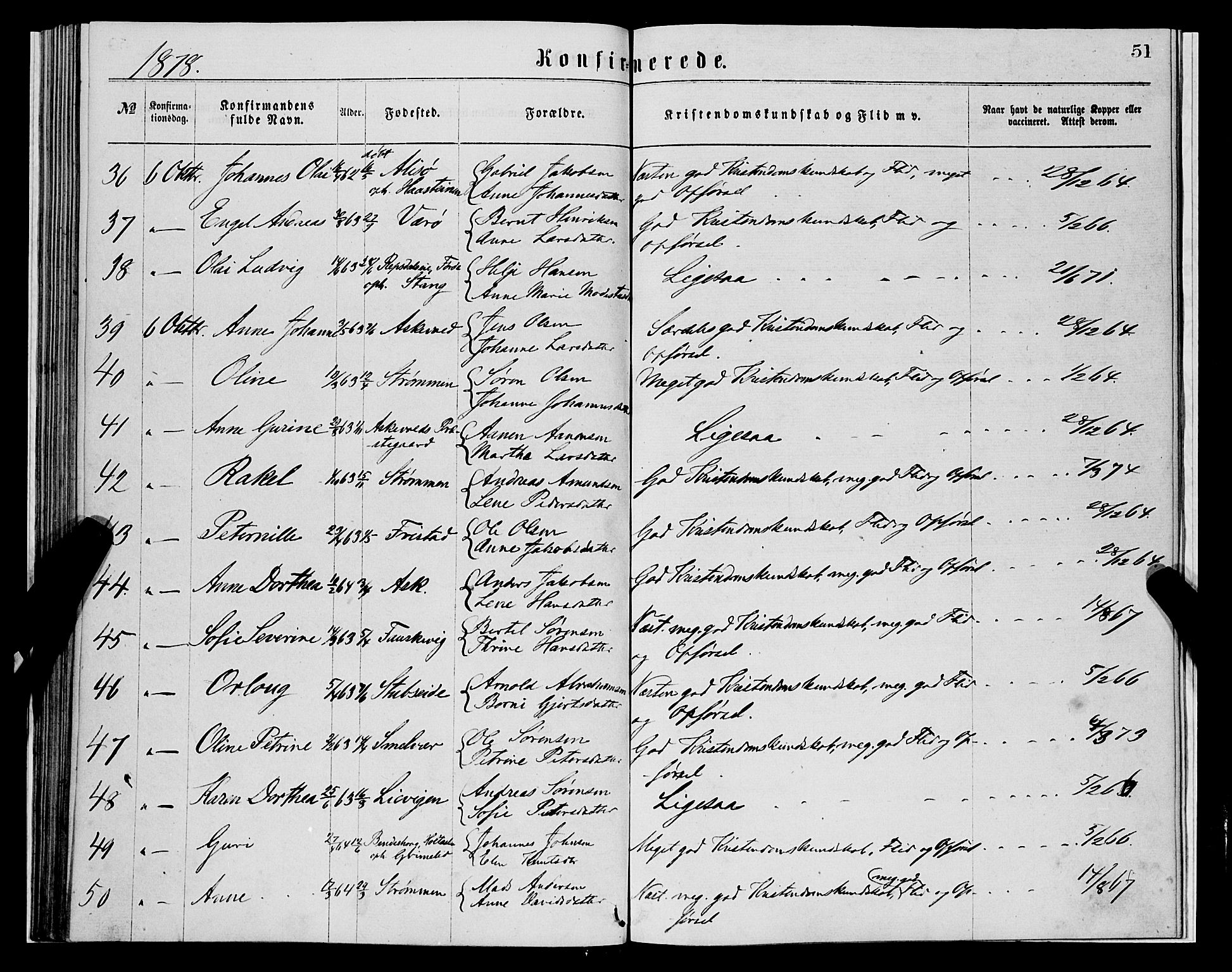 Askvoll sokneprestembete, AV/SAB-A-79501/H/Haa/Haaa/L0013: Parish register (official) no. A 13, 1865-1878, p. 51