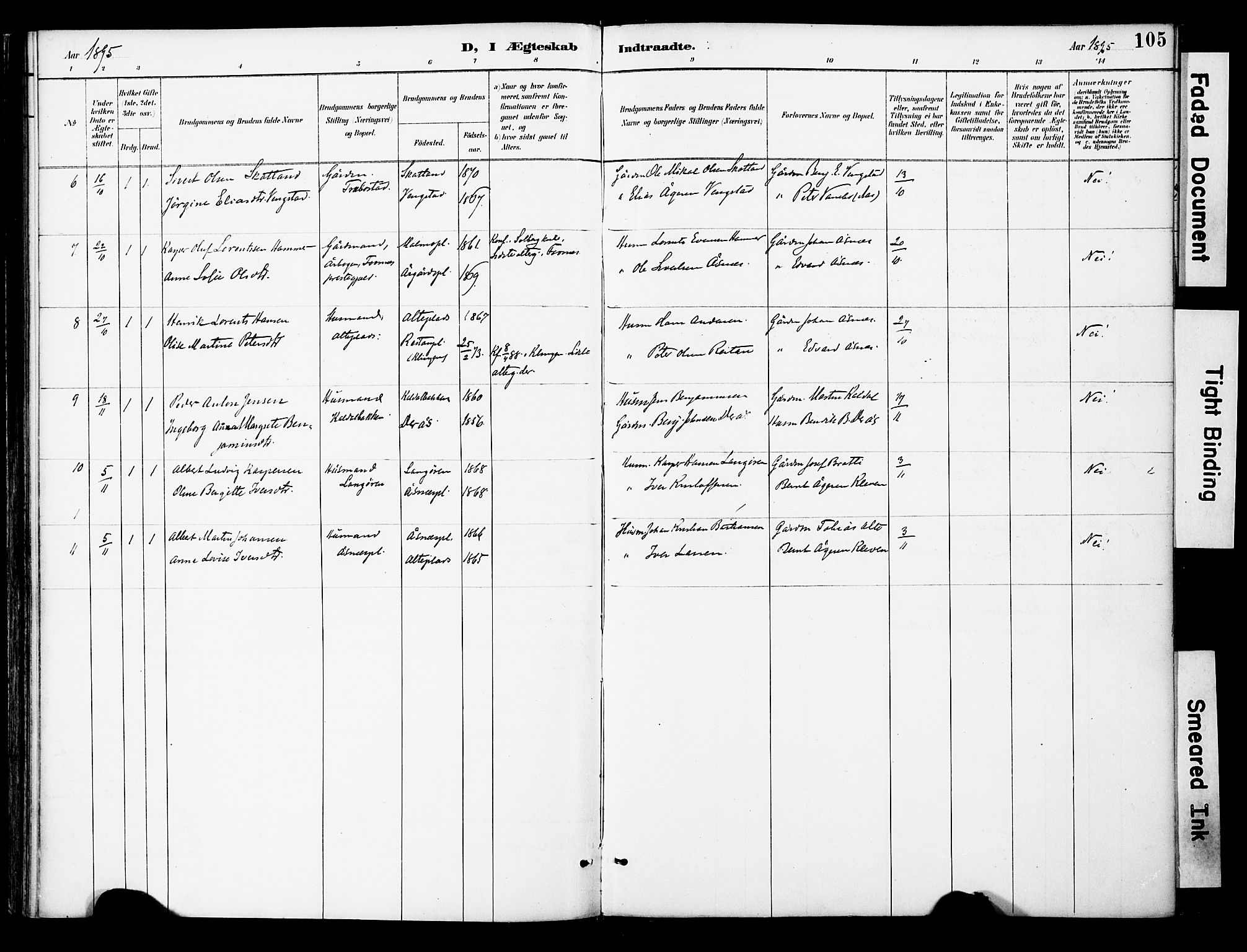 Ministerialprotokoller, klokkerbøker og fødselsregistre - Nord-Trøndelag, SAT/A-1458/742/L0409: Parish register (official) no. 742A02, 1891-1905, p. 105