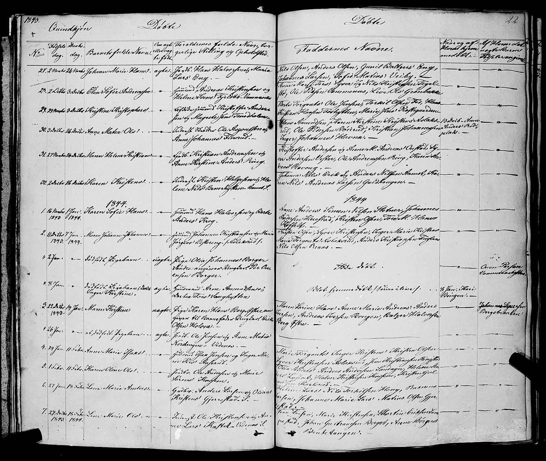 Skiptvet prestekontor Kirkebøker, SAO/A-20009/F/Fa/L0006: Parish register (official) no. 6, 1839-1860, p. 22