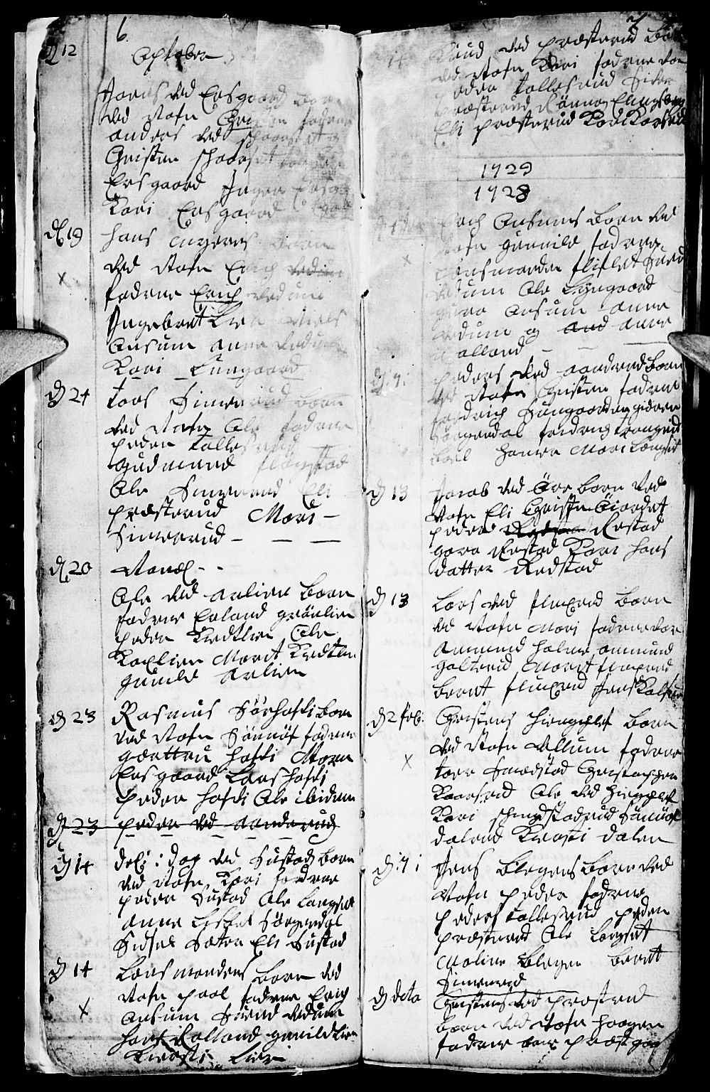 Fåberg prestekontor, SAH/PREST-086/H/Ha/Haa/L0001: Parish register (official) no. 1, 1727-1775, p. 6-7