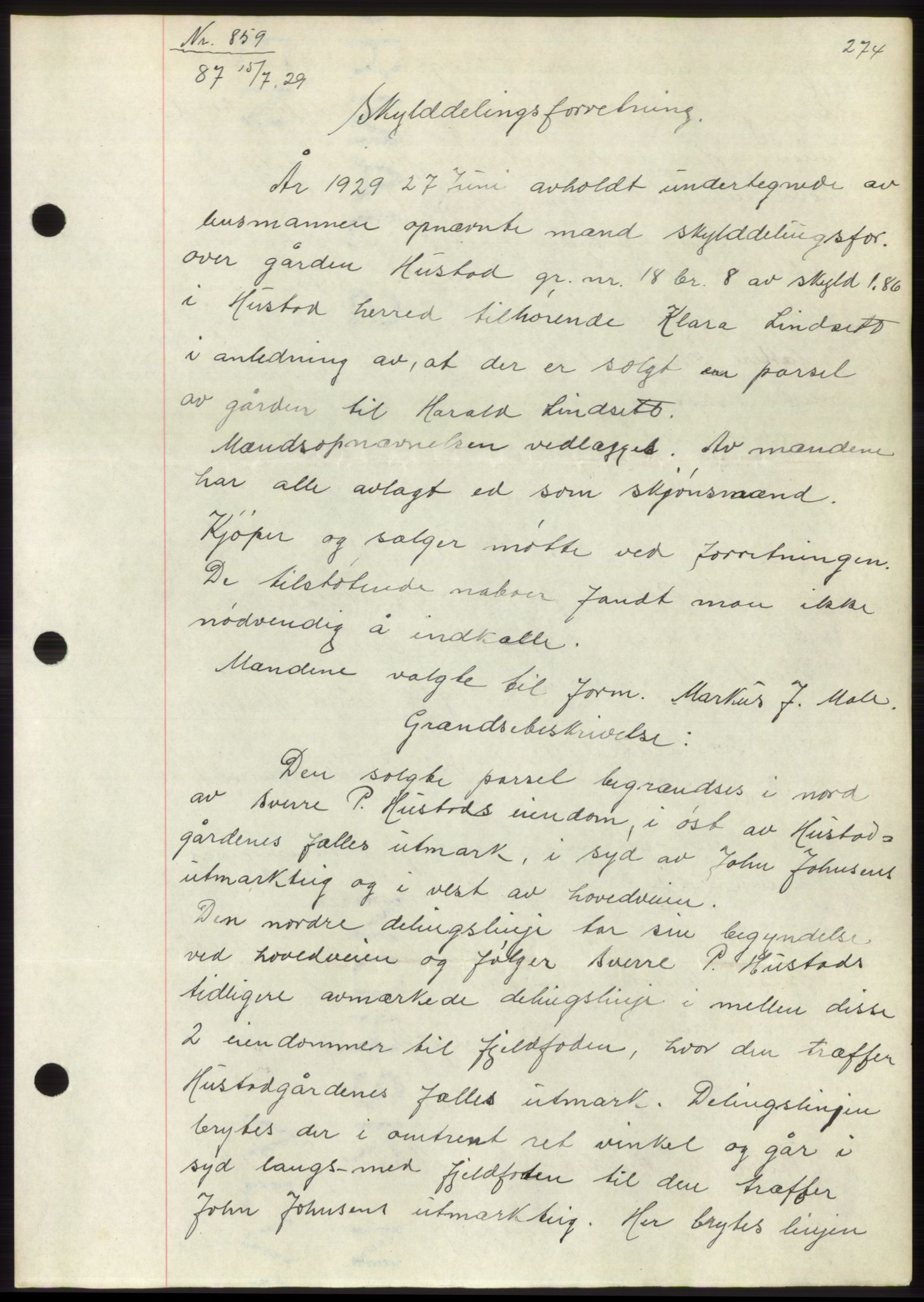 Romsdal sorenskriveri, AV/SAT-A-4149/1/2/2C/L0056: Mortgage book no. 50, 1929-1929, Deed date: 15.07.1929