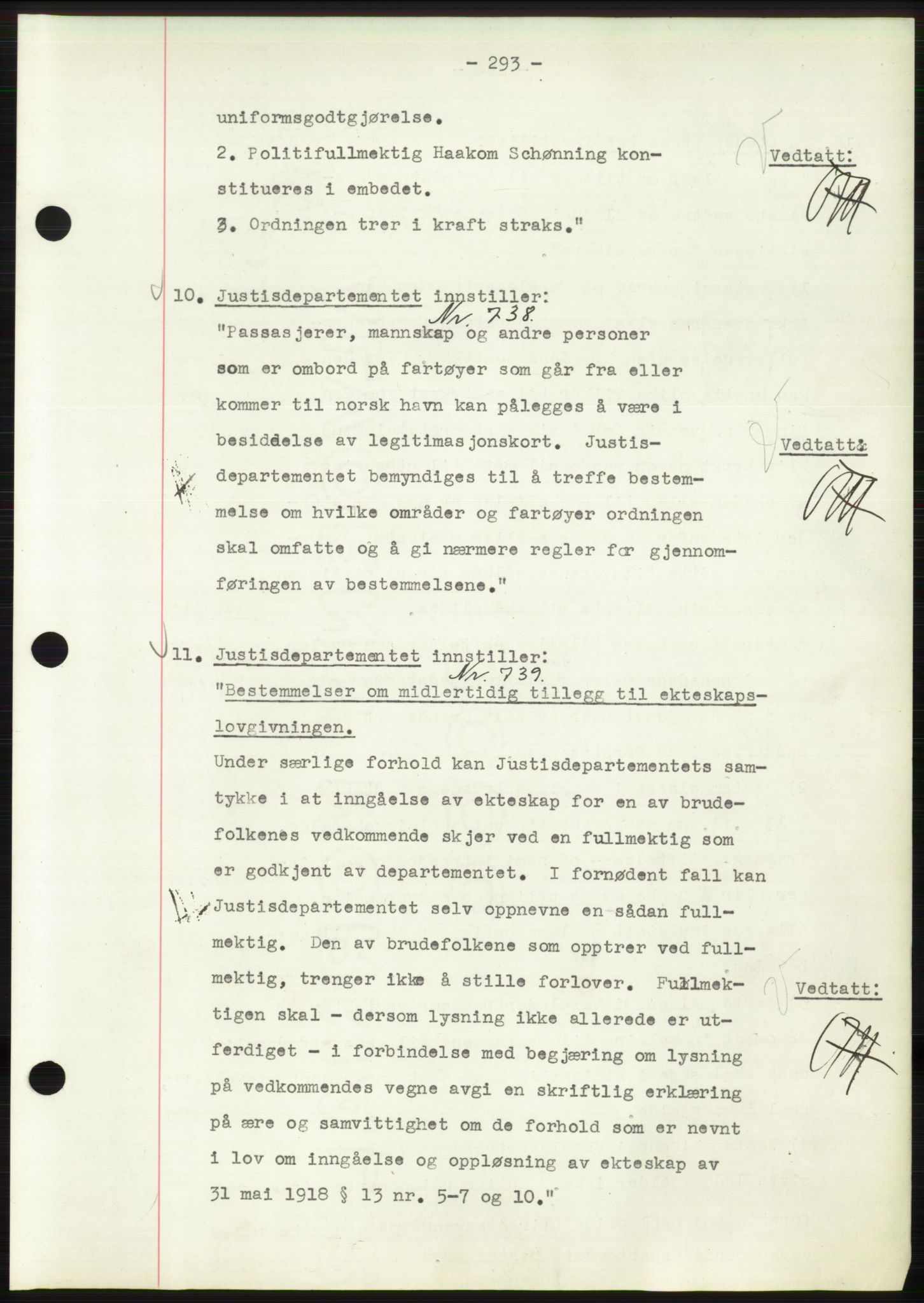 Administrasjonsrådet, AV/RA-S-1004/A/L0002: Vedtaksprotokoll 16/4-25/9, 1940, p. 297