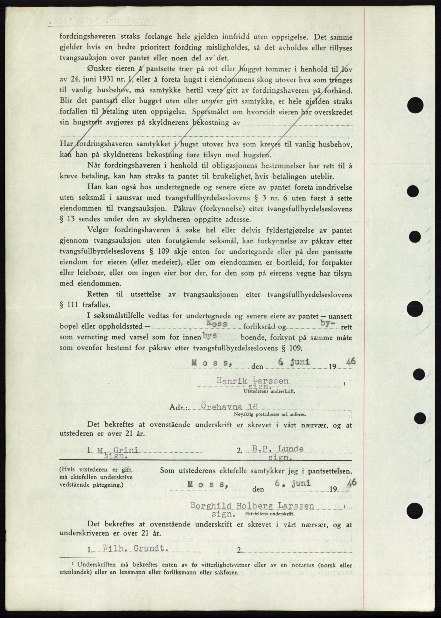Moss sorenskriveri, SAO/A-10168: Mortgage book no. B15, 1946-1946, Diary no: : 1469/1946