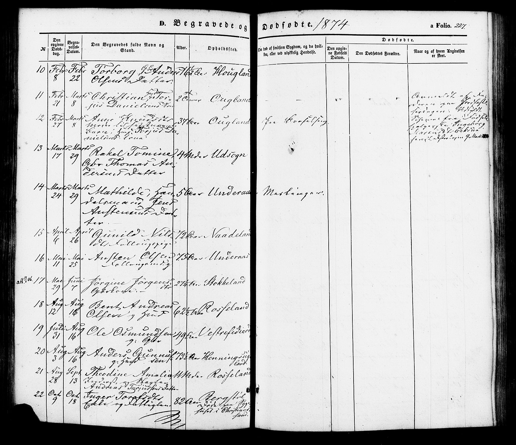 Søgne sokneprestkontor, AV/SAK-1111-0037/F/Fa/Faa/L0002: Parish register (official) no. A 2, 1854-1882, p. 227