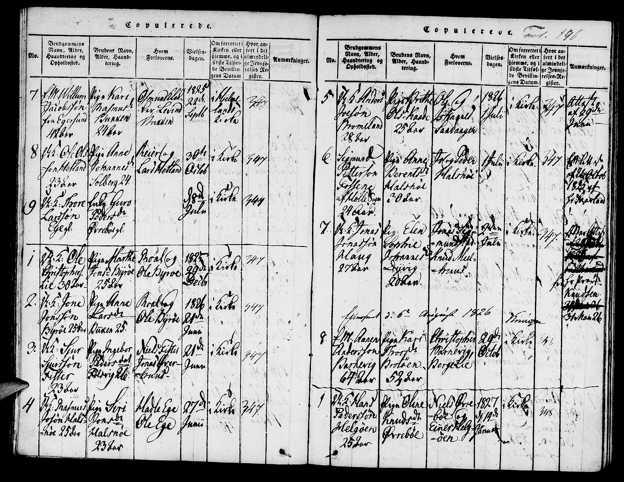 Hjelmeland sokneprestkontor, AV/SAST-A-101843/01/IV/L0004: Parish register (official) no. A 4, 1816-1834, p. 196