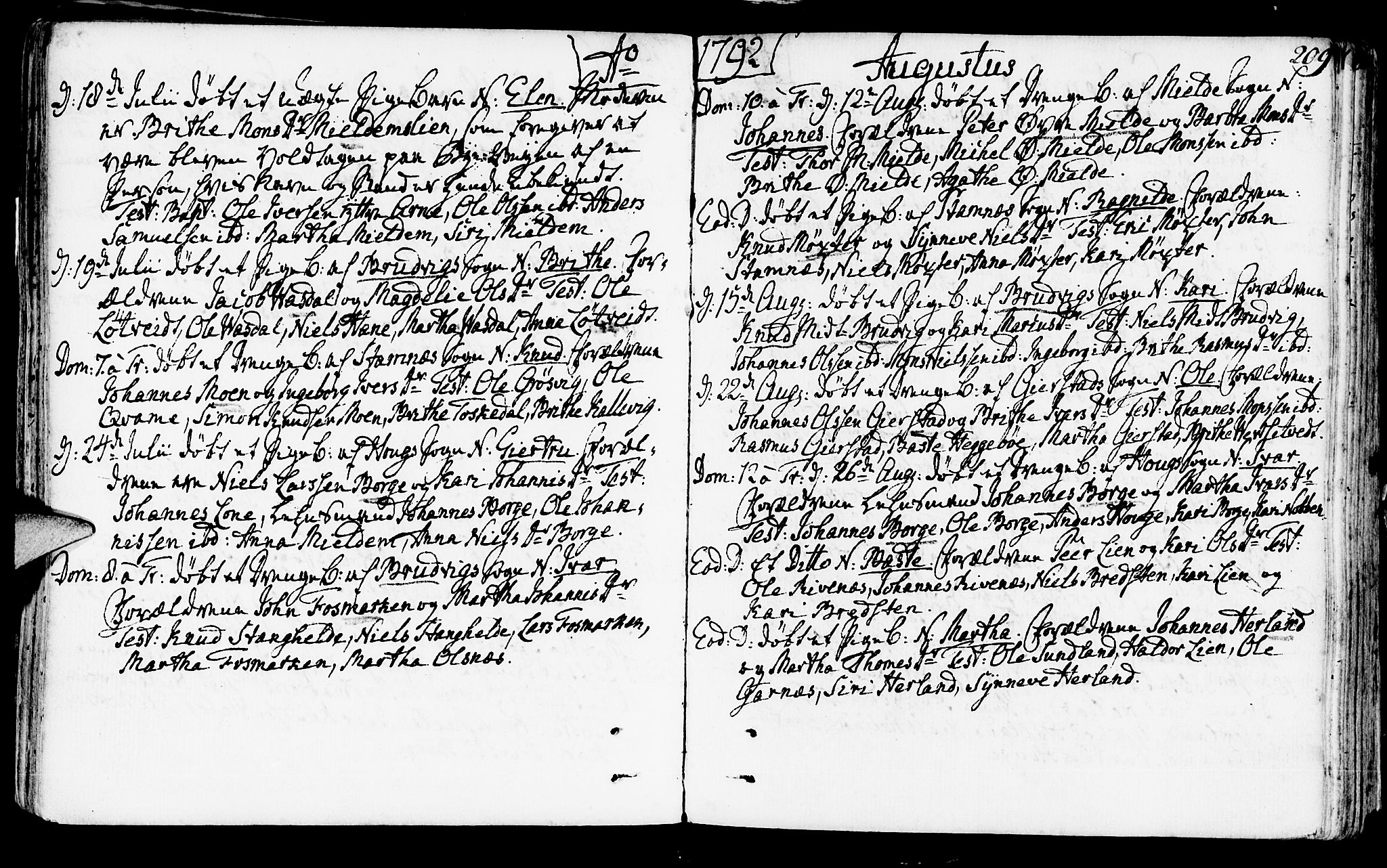 Haus sokneprestembete, AV/SAB-A-75601/H/Haa: Parish register (official) no. A 10, 1782-1796, p. 209