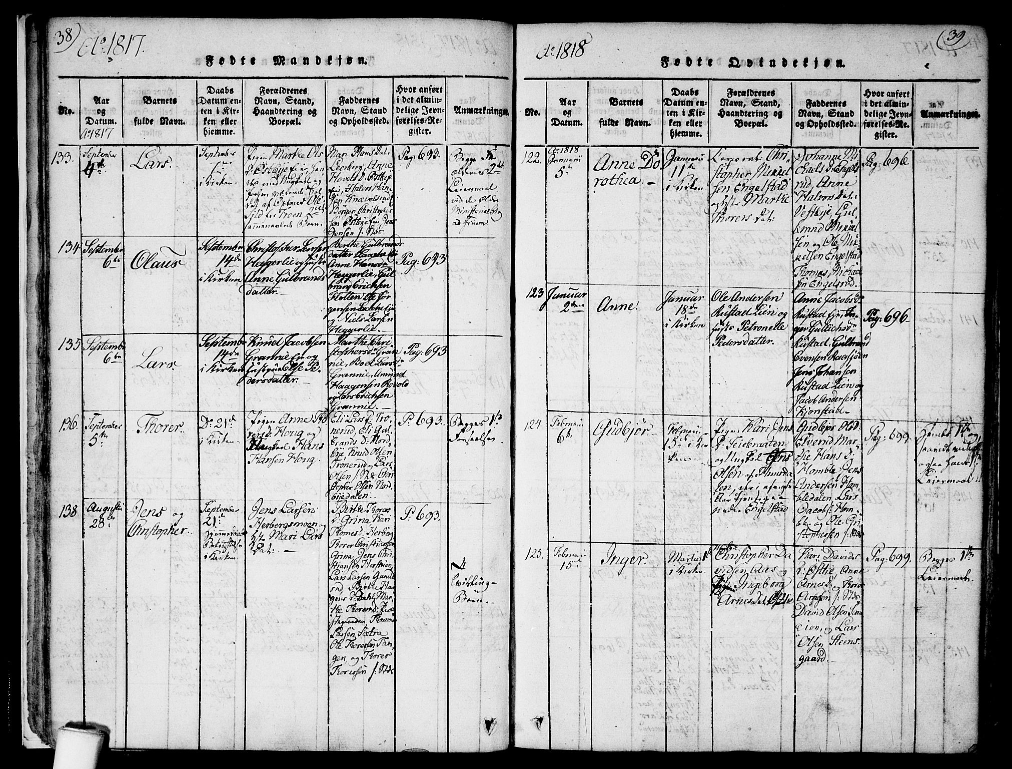Nannestad prestekontor Kirkebøker, SAO/A-10414a/F/Fa/L0009: Parish register (official) no. I 9, 1815-1840, p. 38-39