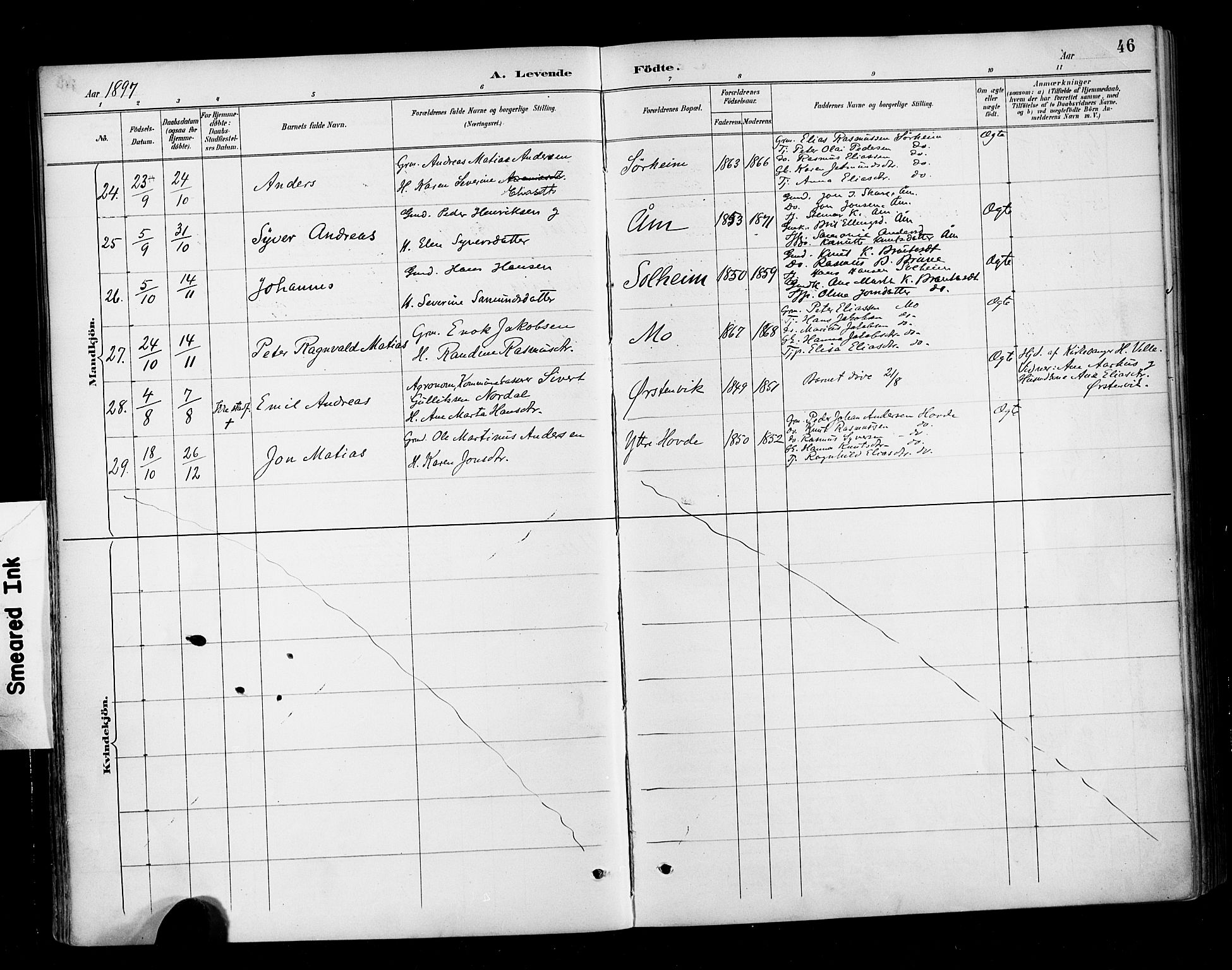 Ministerialprotokoller, klokkerbøker og fødselsregistre - Møre og Romsdal, AV/SAT-A-1454/513/L0177: Parish register (official) no. 513A04, 1890-1906, p. 46