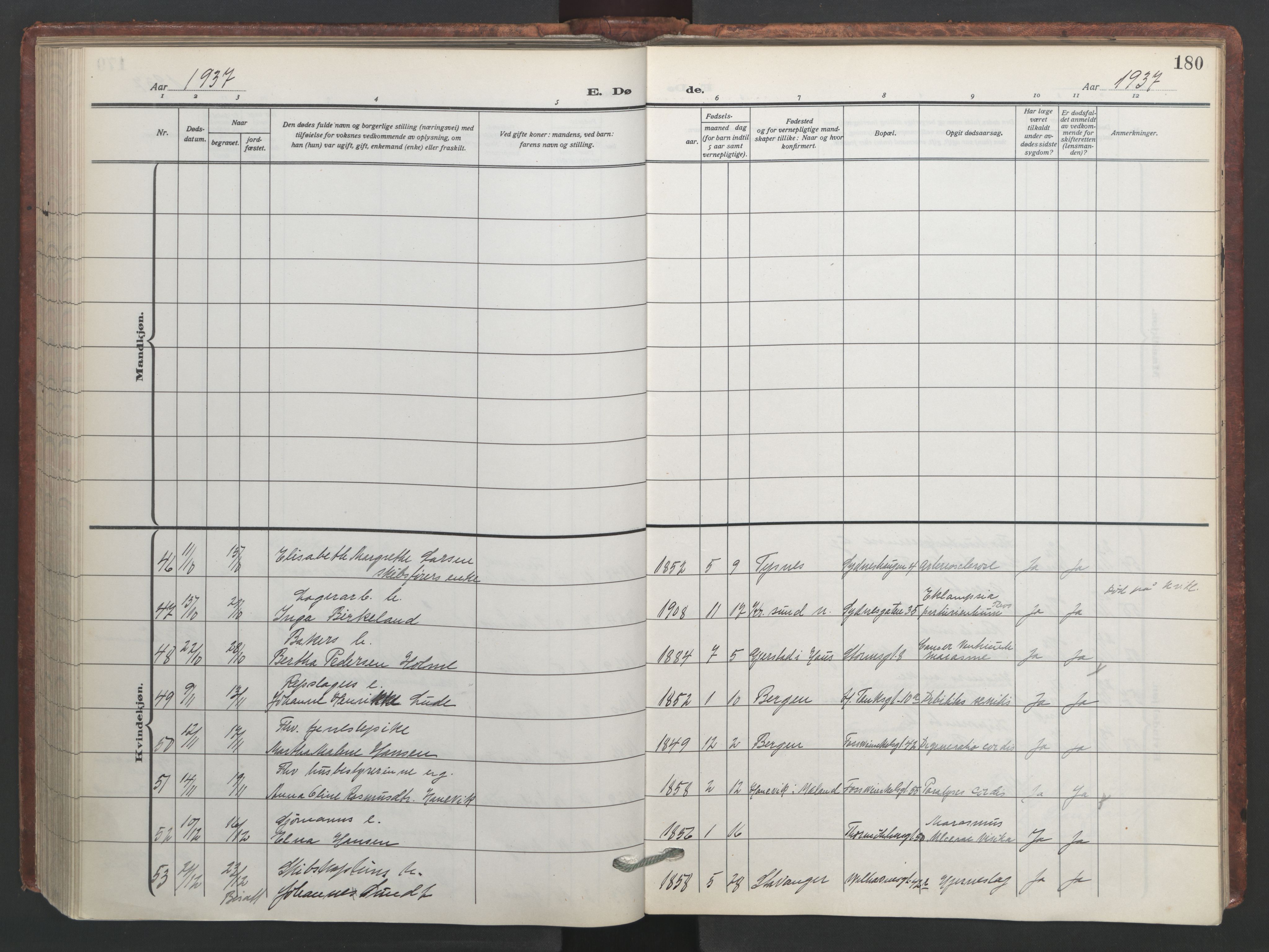 Johanneskirken sokneprestembete, AV/SAB-A-76001/H/Hab: Parish register (copy) no. D 2, 1916-1950, p. 179b-180a