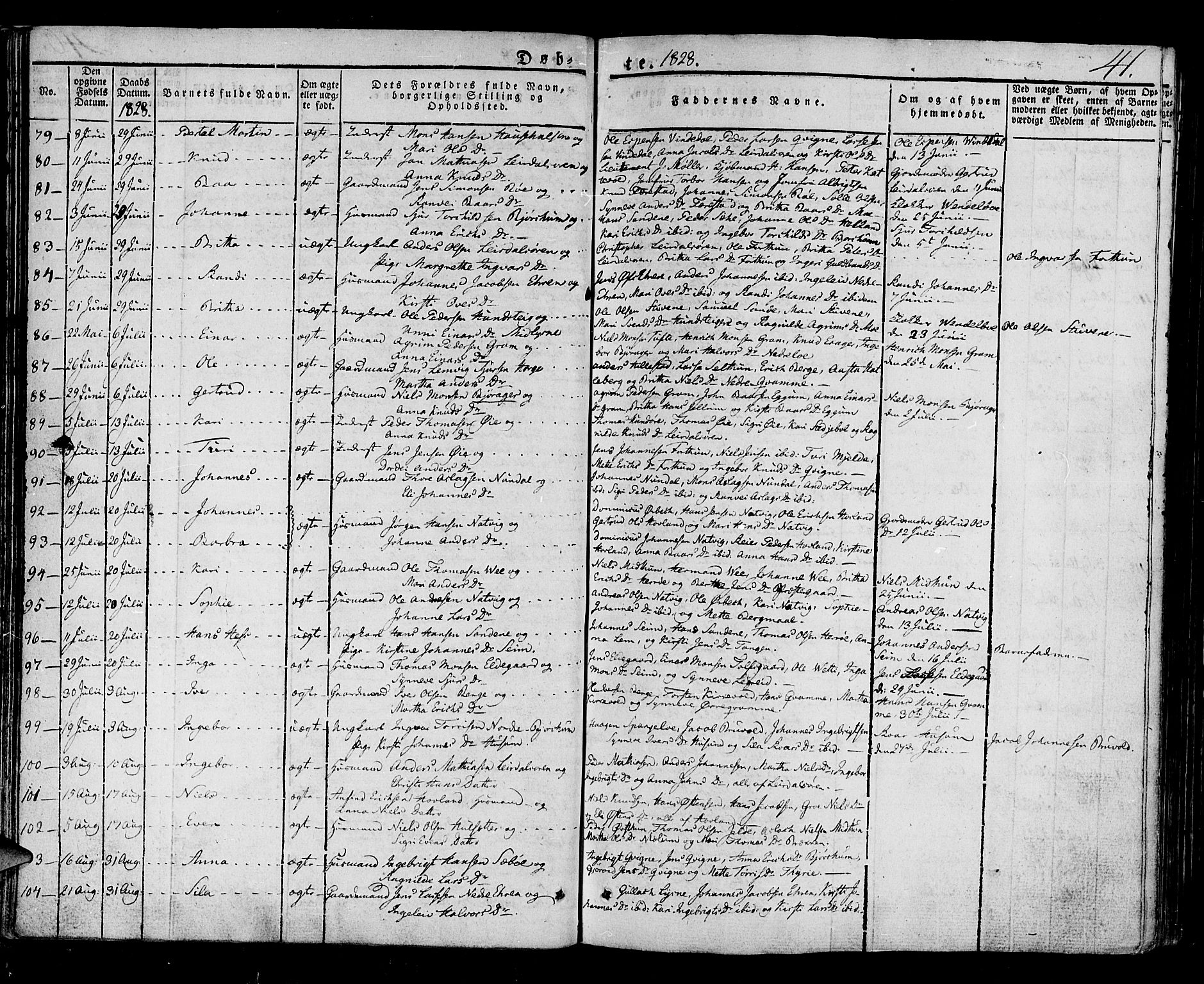 Lærdal sokneprestembete, AV/SAB-A-81201: Parish register (official) no. A 5, 1822-1834, p. 41