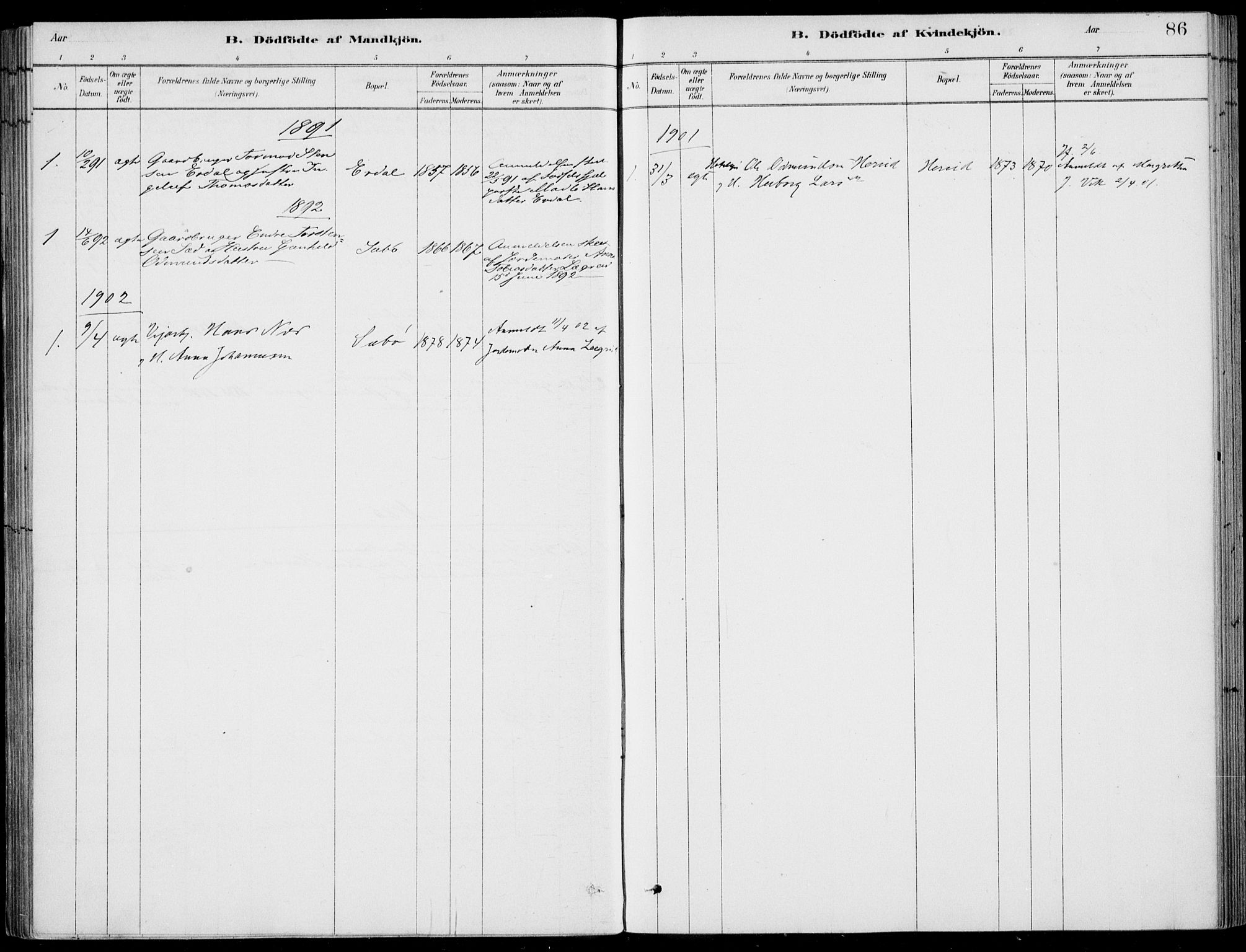 Ulvik sokneprestembete, SAB/A-78801/H/Haa: Parish register (official) no. D  1, 1878-1903, p. 86