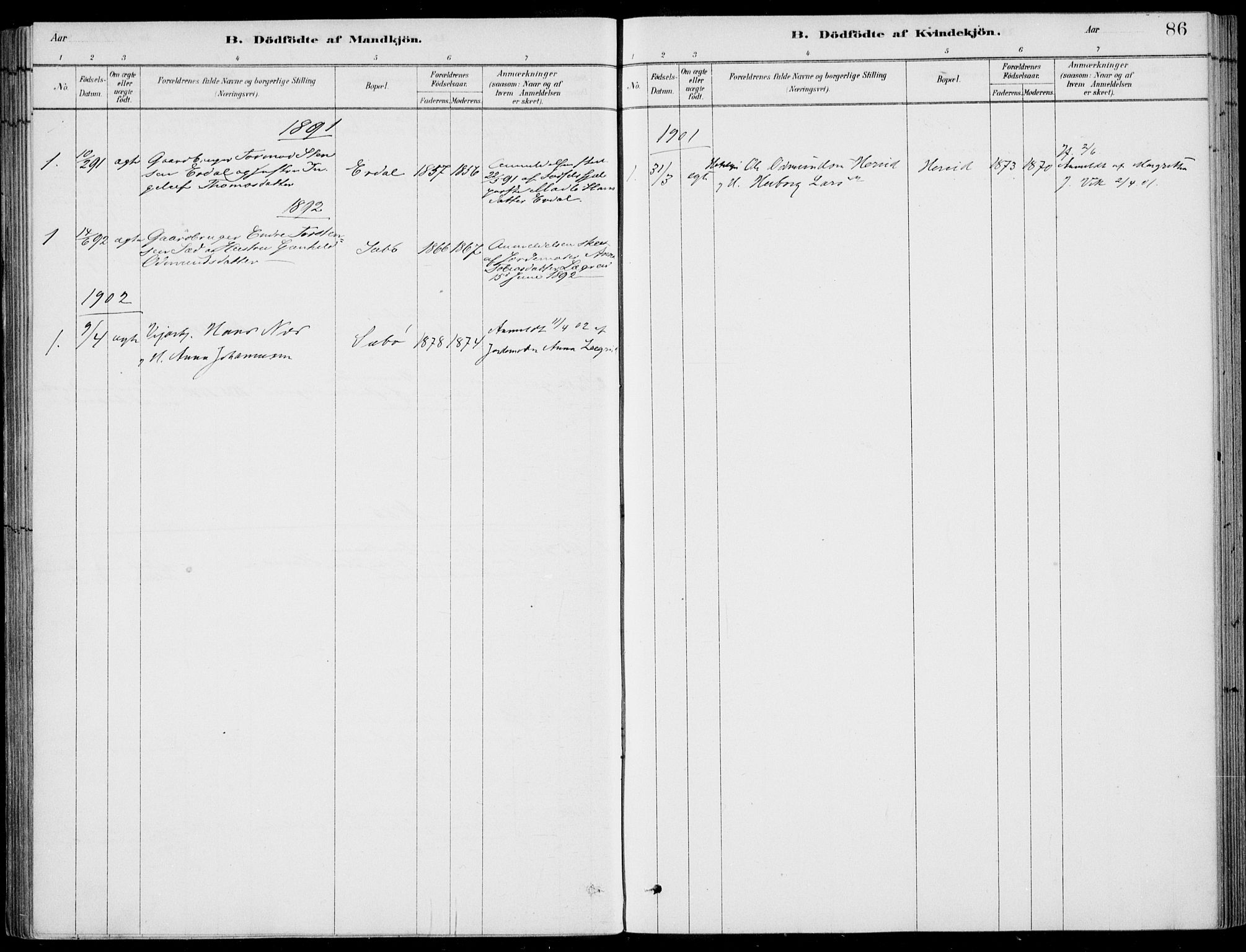 Ulvik sokneprestembete, AV/SAB-A-78801/H/Haa: Parish register (official) no. D  1, 1878-1903, p. 86