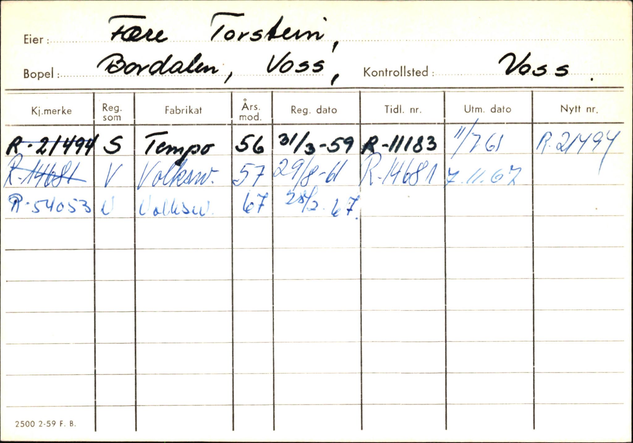 Statens vegvesen, Hordaland vegkontor, AV/SAB-A-5201/2/Ha/L0015: R-eierkort F-G, 1920-1971, p. 131