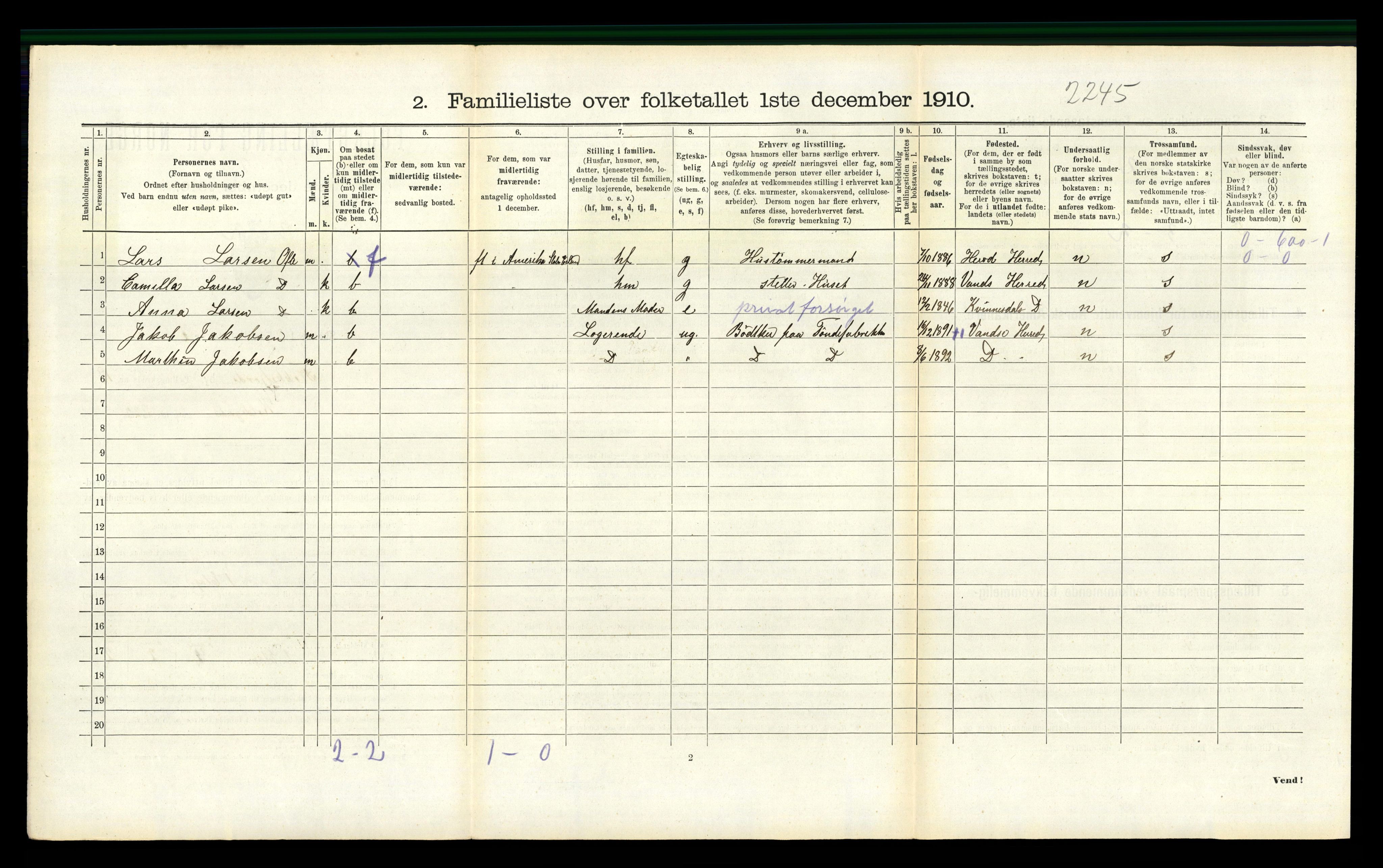 RA, 1910 census for Flekkefjord, 1910, p. 1487