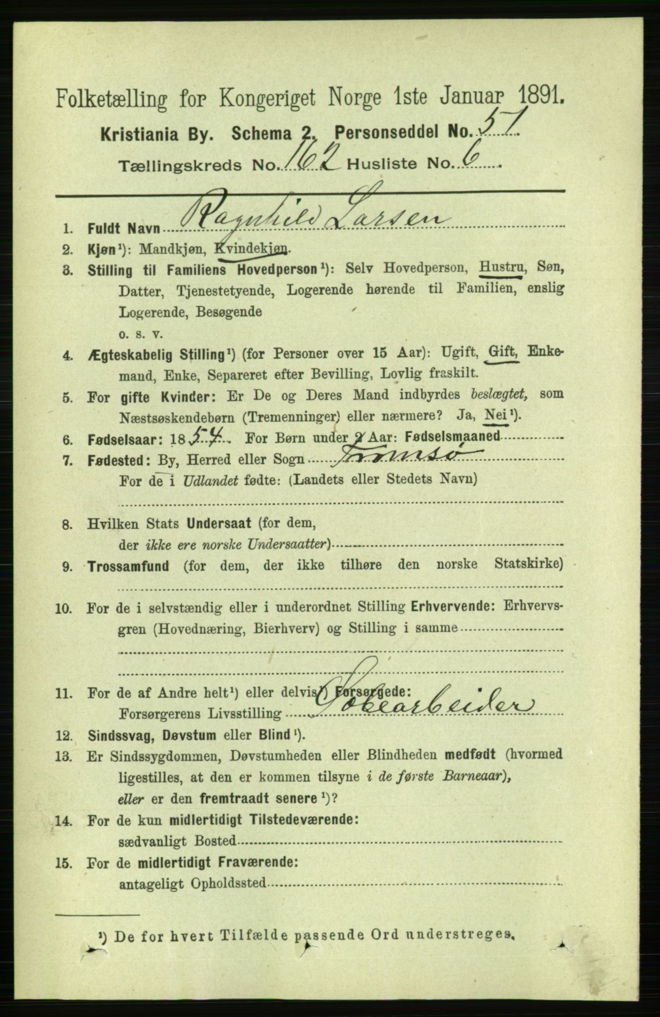 RA, 1891 census for 0301 Kristiania, 1891, p. 93065