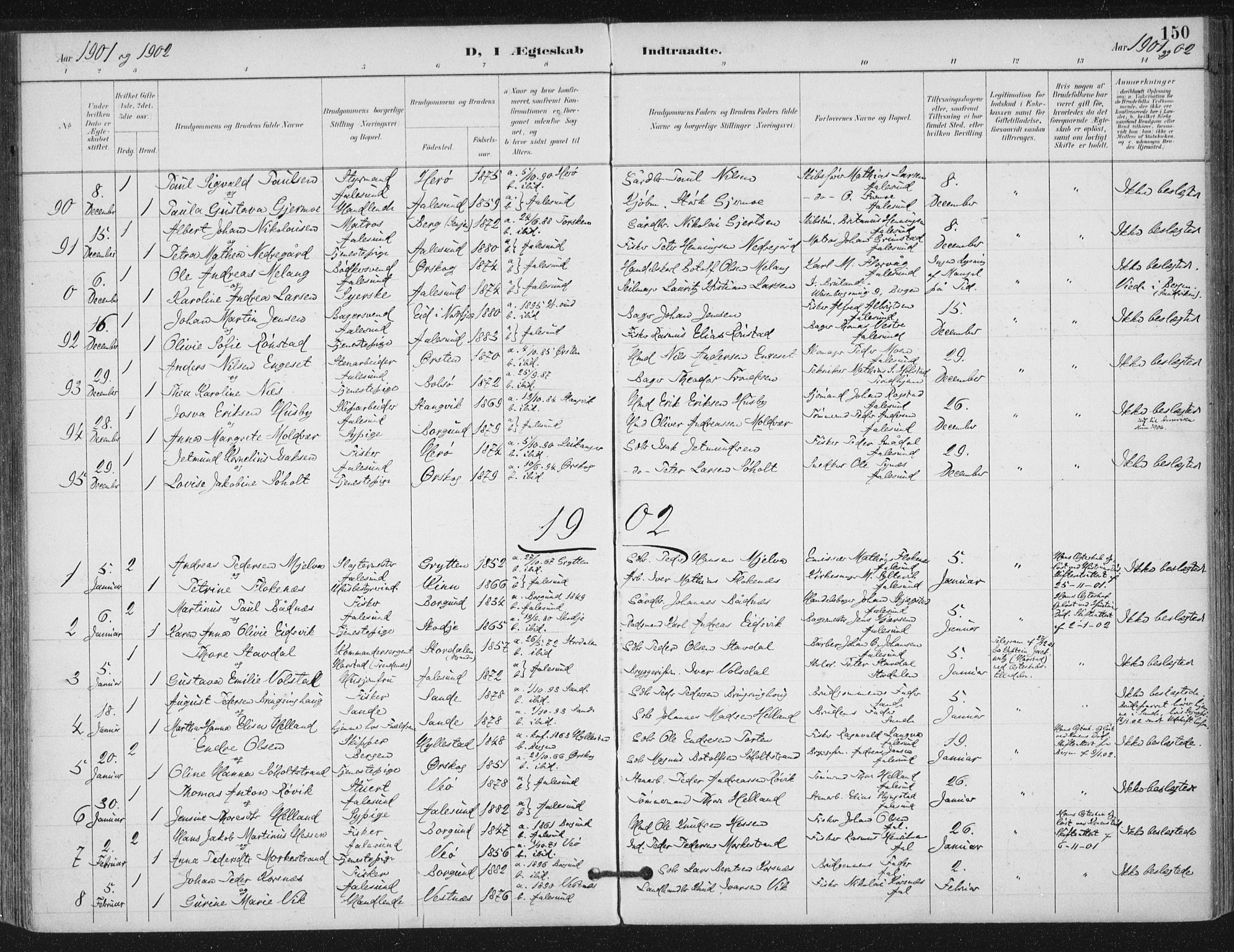 Ministerialprotokoller, klokkerbøker og fødselsregistre - Møre og Romsdal, SAT/A-1454/529/L0457: Parish register (official) no. 529A07, 1894-1903, p. 150