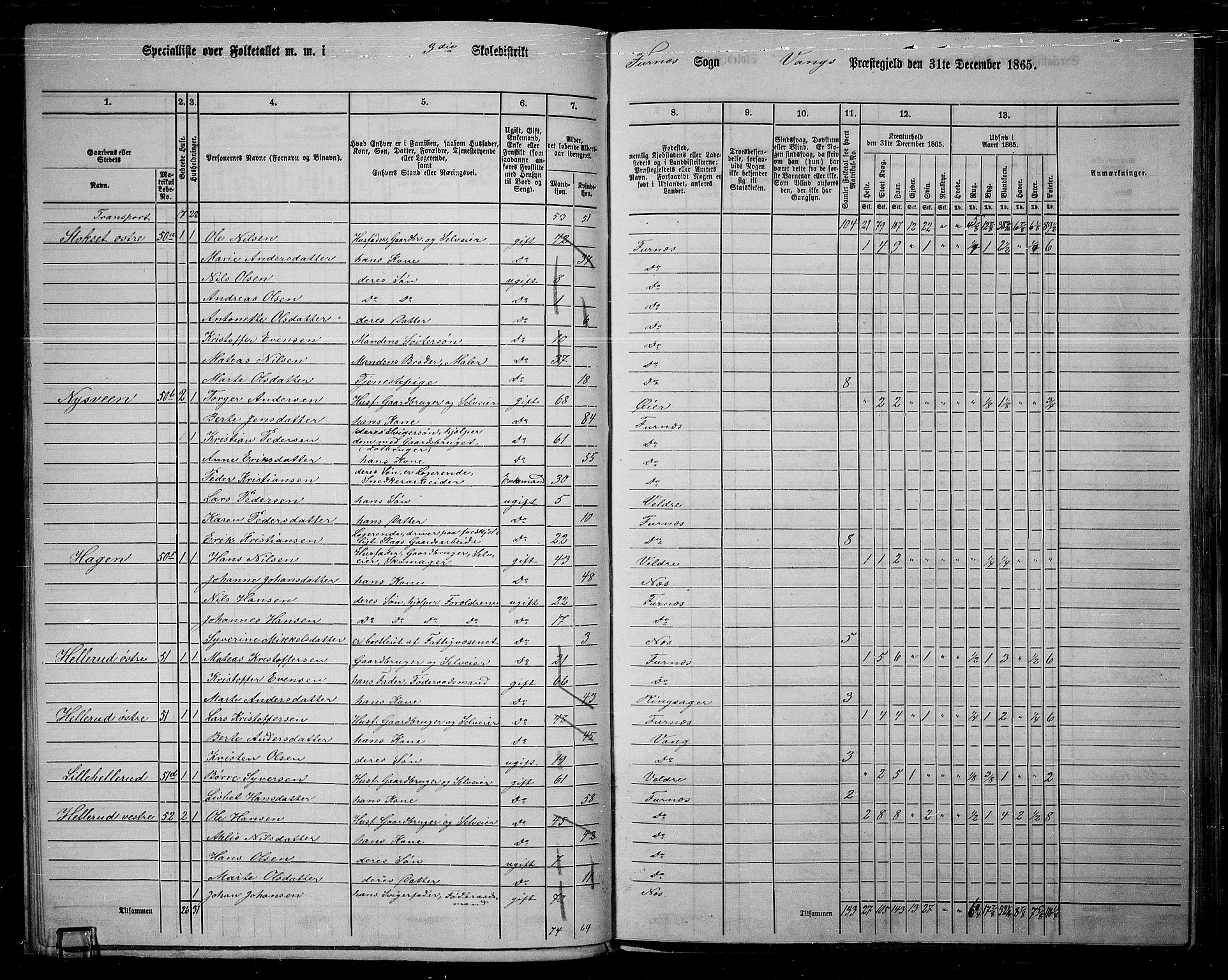 RA, 1865 census for Vang/Vang og Furnes, 1865, p. 72