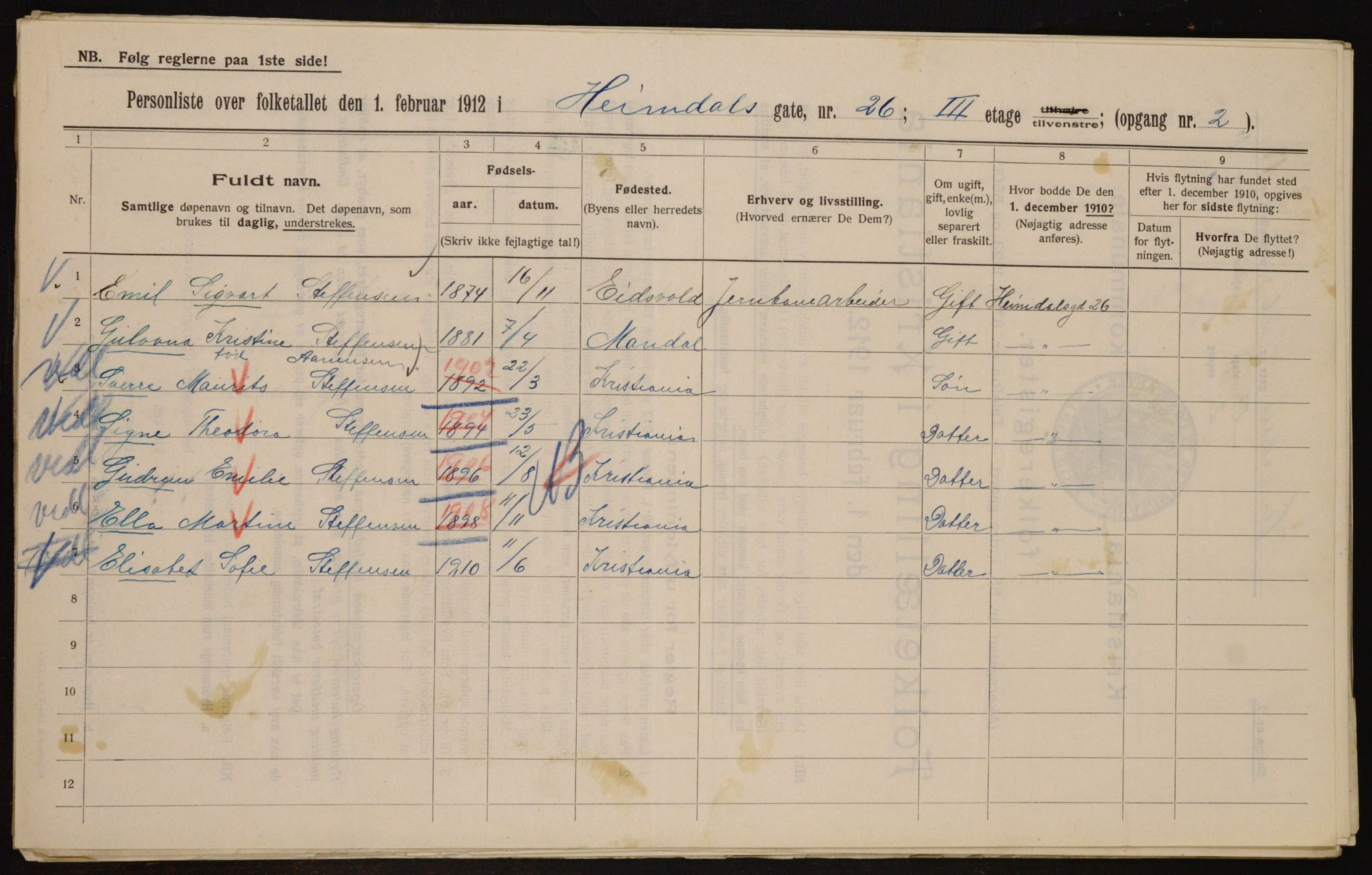 OBA, Municipal Census 1912 for Kristiania, 1912, p. 37212