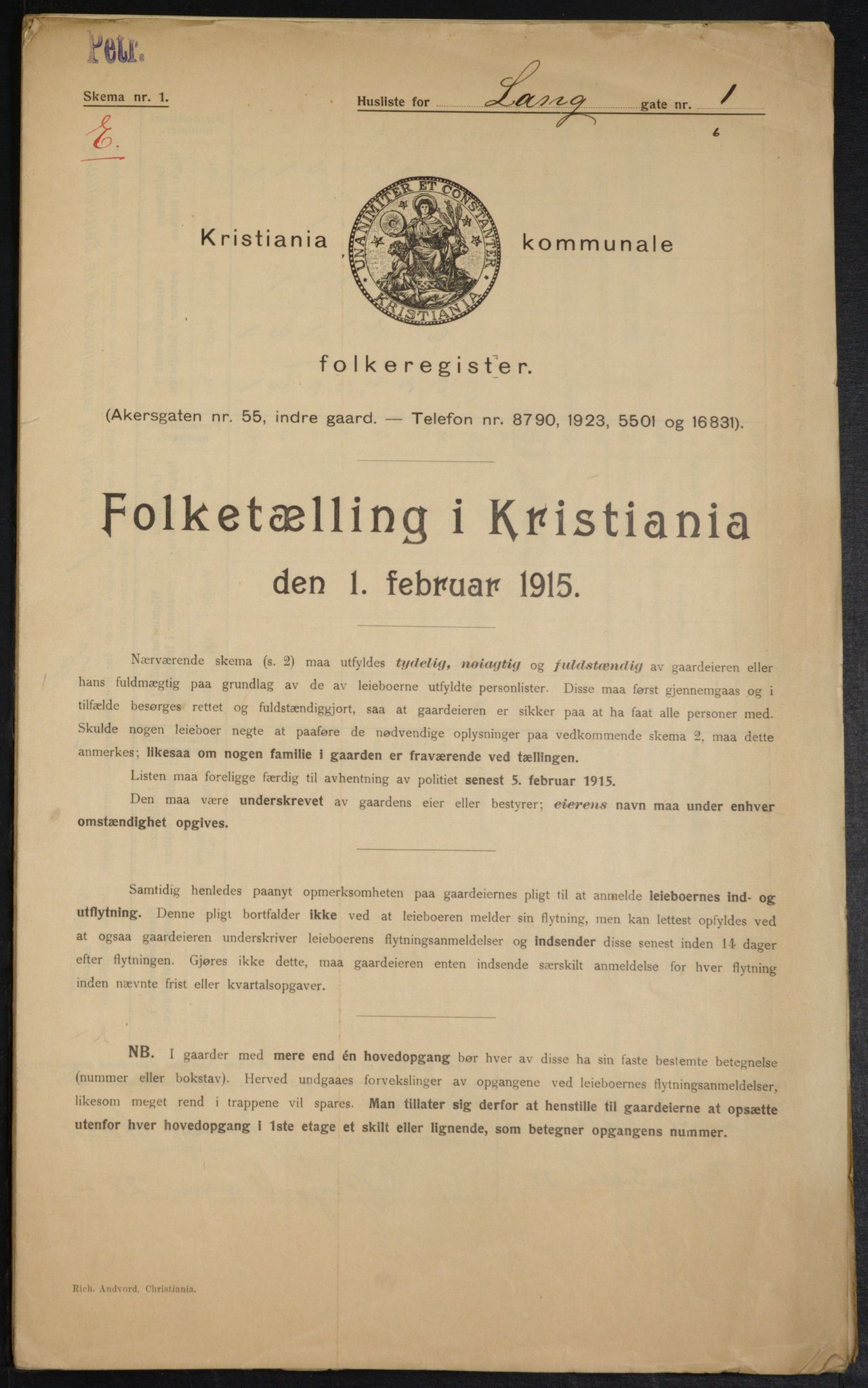 OBA, Municipal Census 1915 for Kristiania, 1915, p. 55917