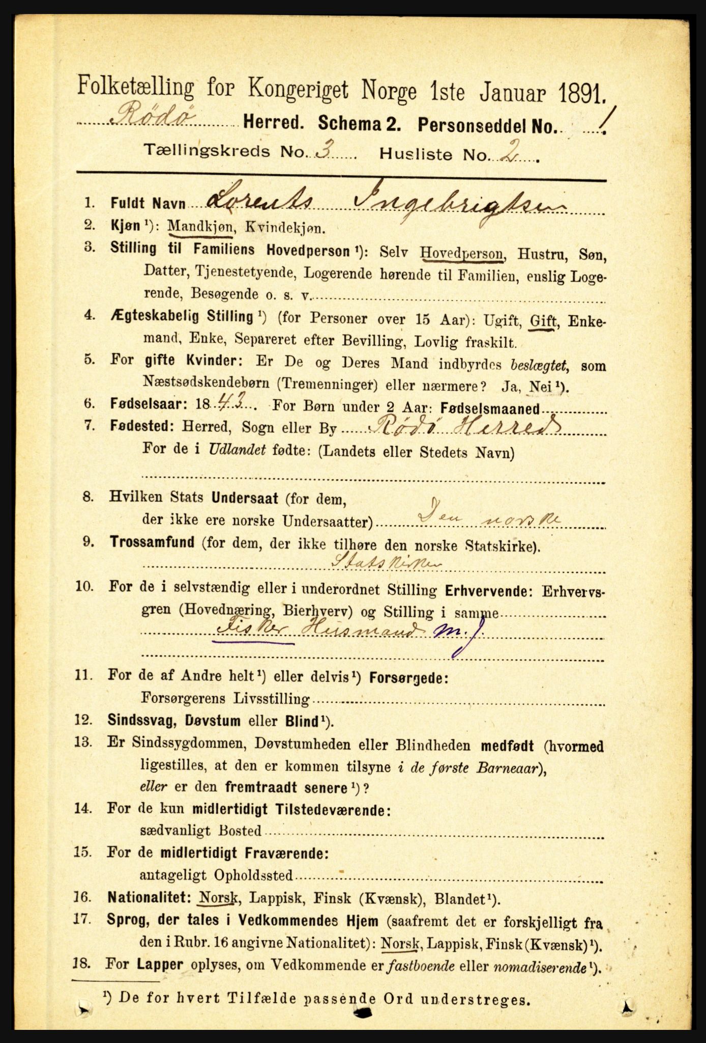 RA, 1891 census for 1836 Rødøy, 1891, p. 832