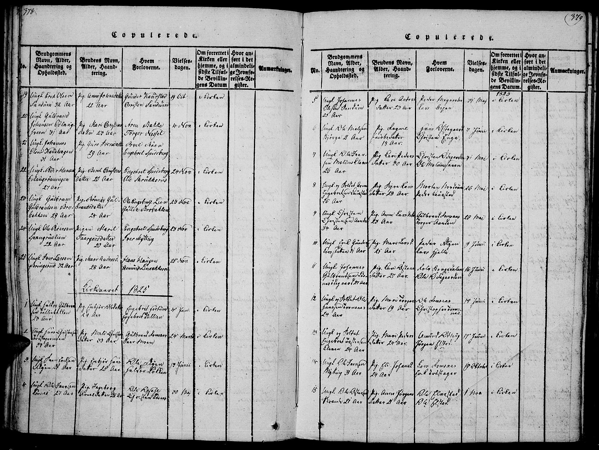 Ringebu prestekontor, SAH/PREST-082/H/Ha/Haa/L0004: Parish register (official) no. 4, 1821-1839, p. 378-379