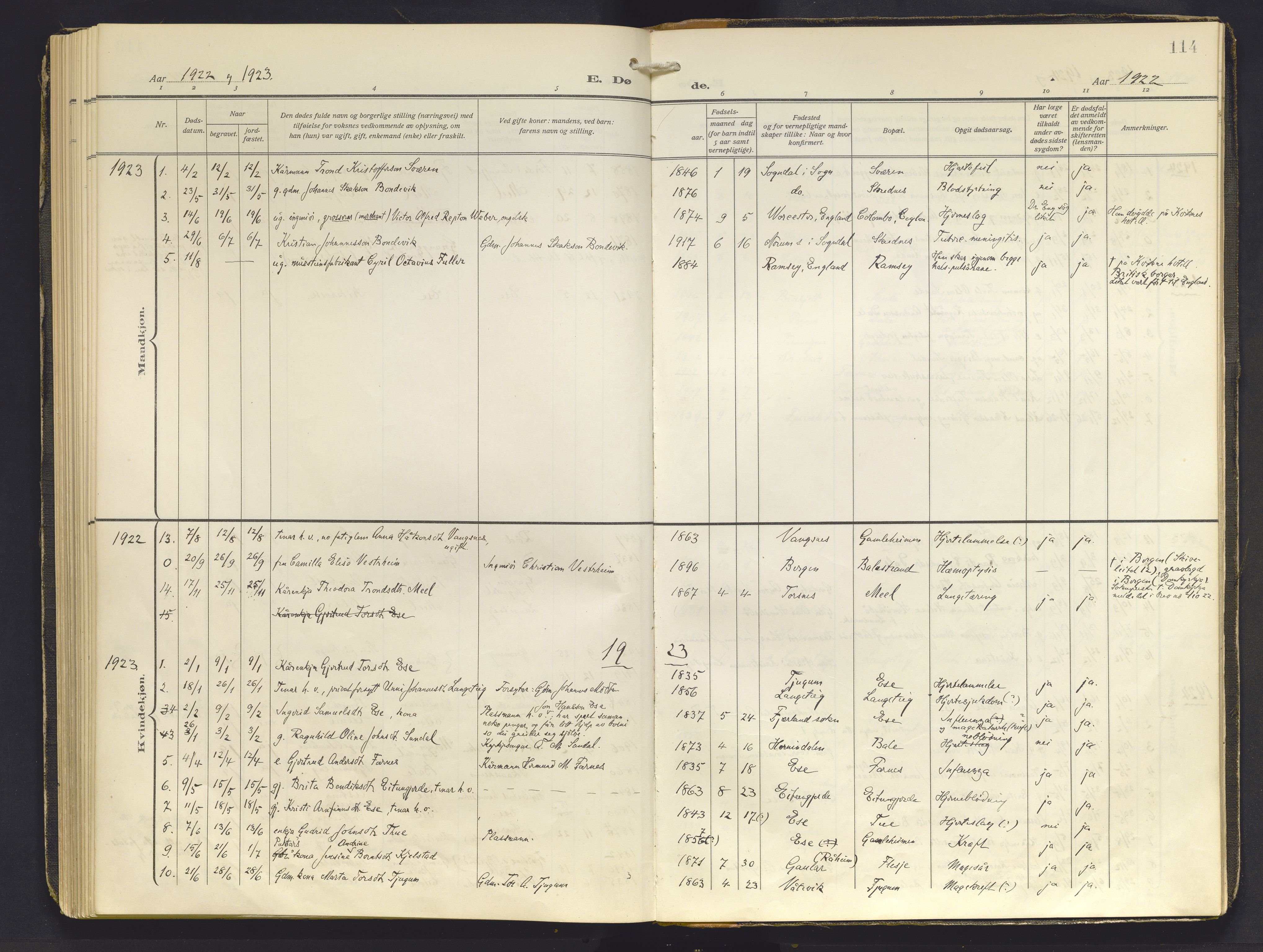 Balestrand sokneprestembete, AV/SAB-A-79601/H/Haa/Haab/L0002: Parish register (official) no. B 2, 1911-1932, p. 114