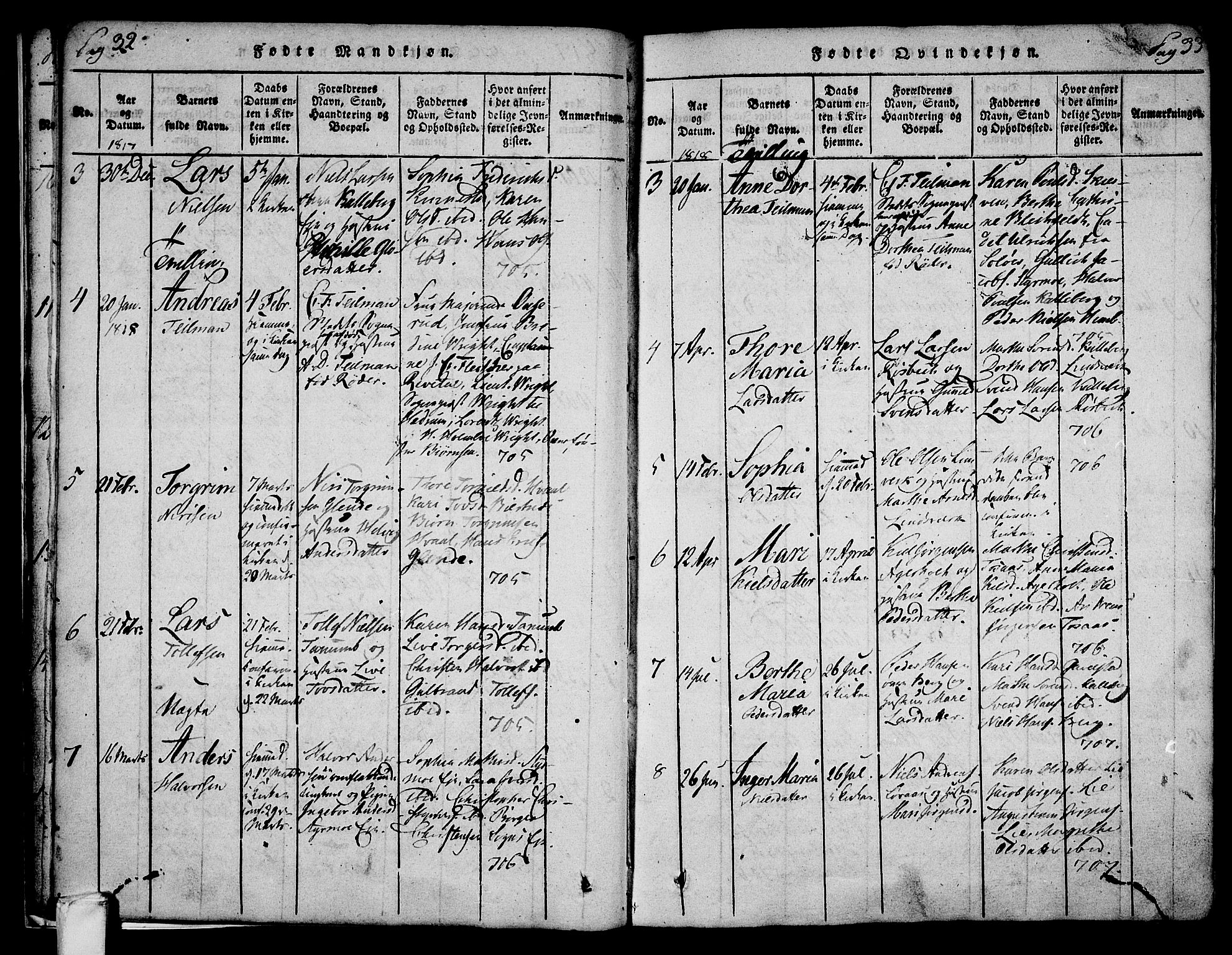 Lardal kirkebøker, AV/SAKO-A-350/F/Fa/L0005: Parish register (official) no. I 5, 1814-1835, p. 32-33