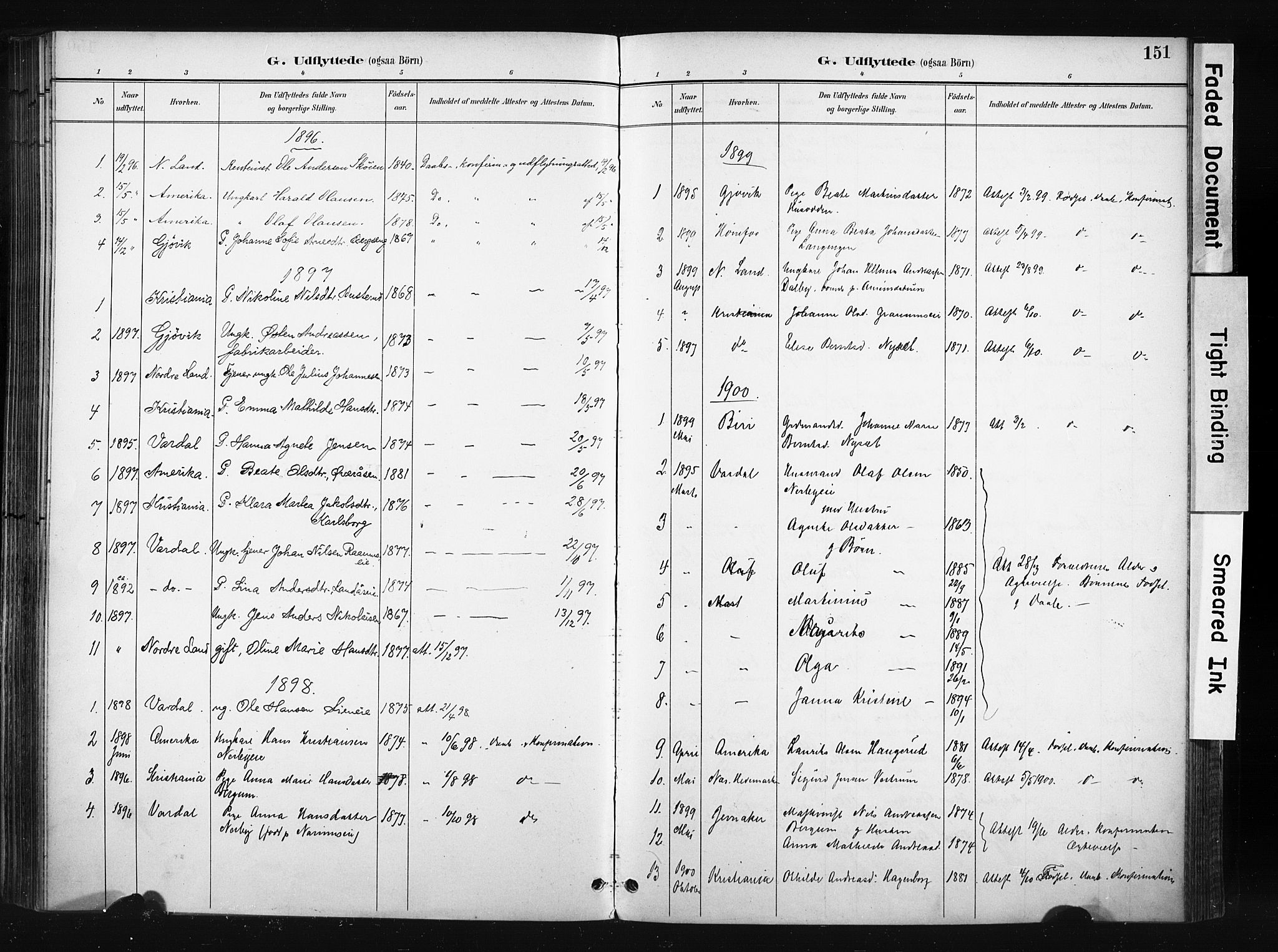 Søndre Land prestekontor, AV/SAH-PREST-122/K/L0004: Parish register (official) no. 4, 1895-1904, p. 151