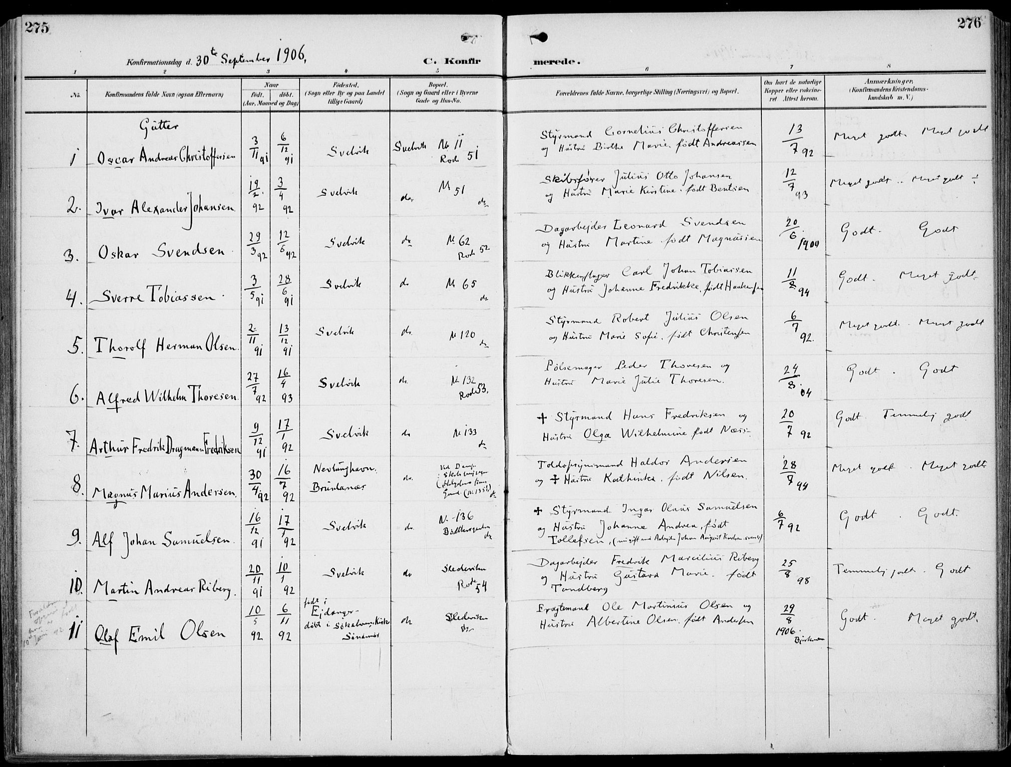 Strømm kirkebøker, AV/SAKO-A-322/F/Fb/L0002: Parish register (official) no. II 2, 1900-1919, p. 275-276