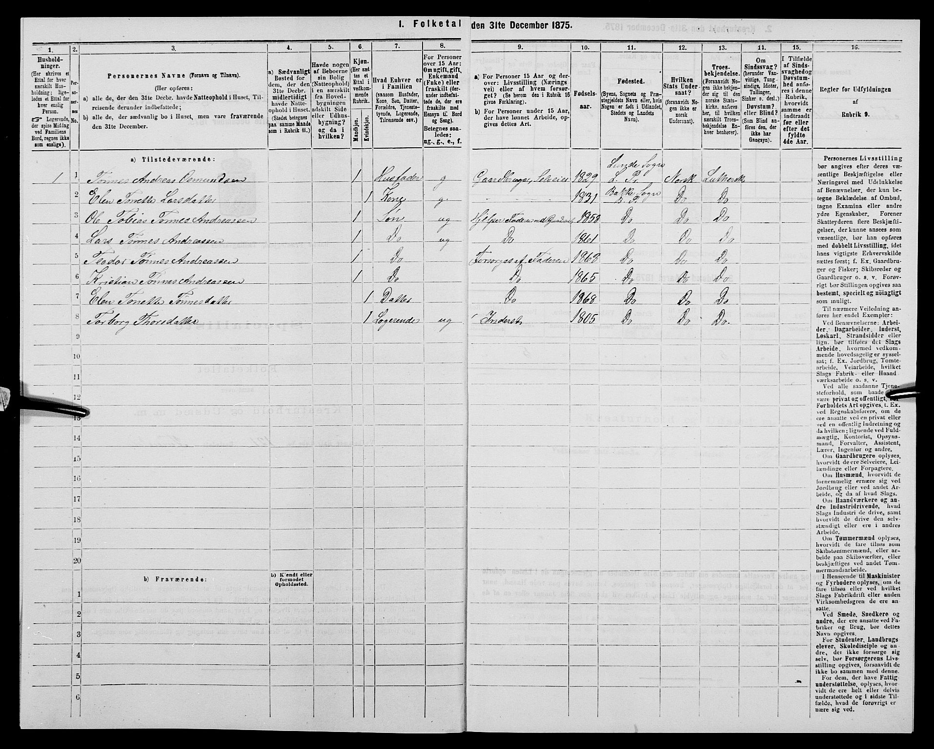 SAK, 1875 census for 1045P Bakke, 1875, p. 149