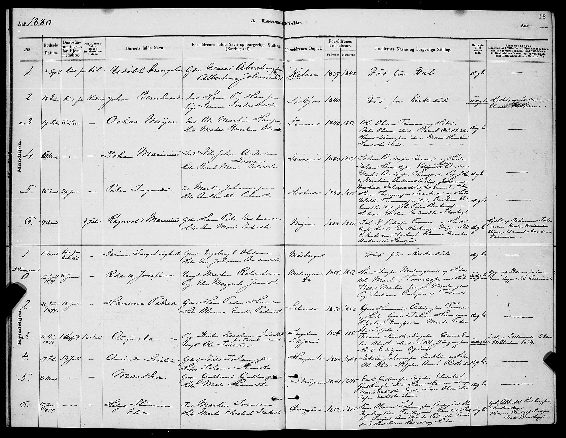 Balsfjord sokneprestembete, SATØ/S-1303/G/Ga/L0007klokker: Parish register (copy) no. 7, 1878-1889, p. 18