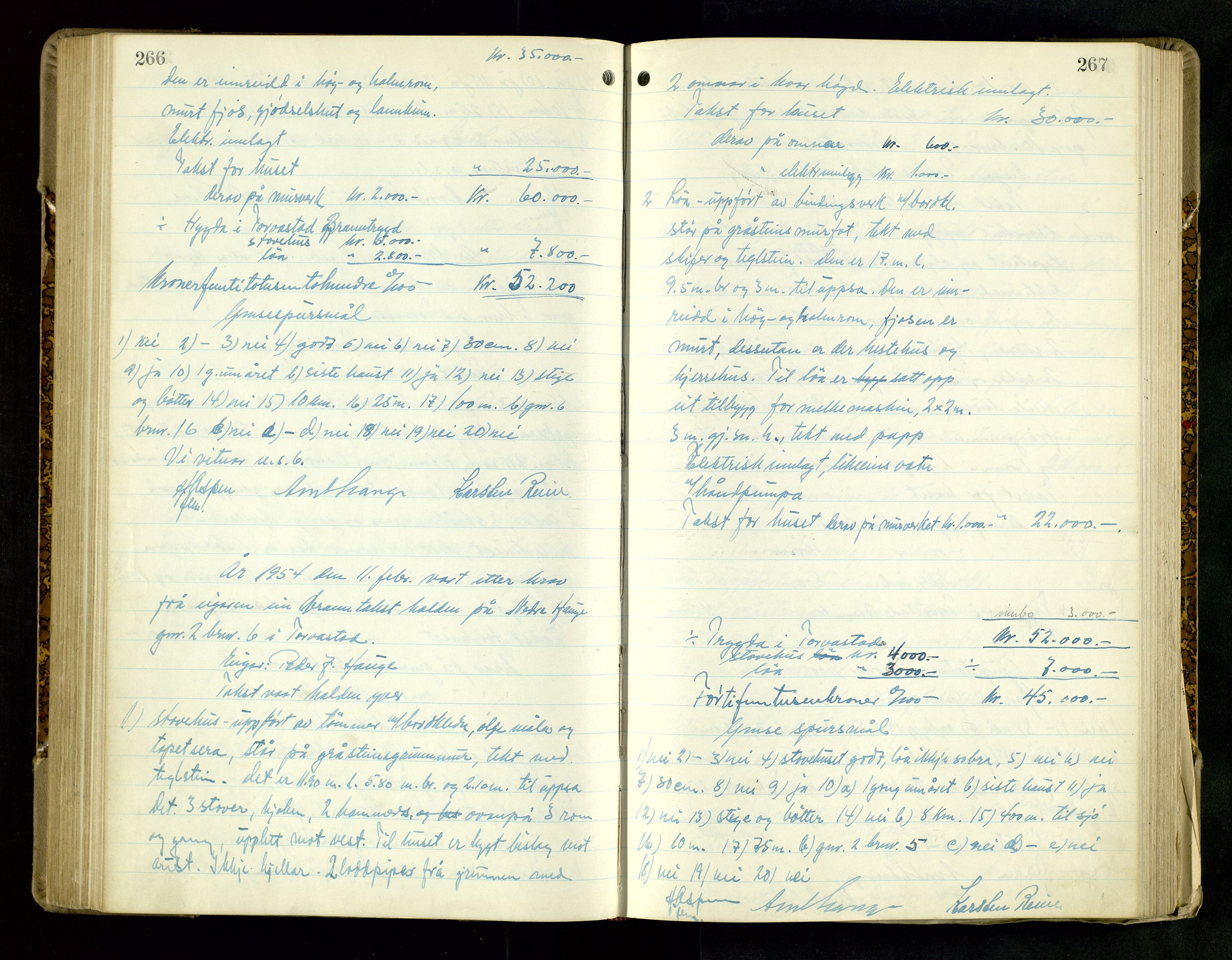 Norges Brannkasse Haugesund, AV/SAST-A-102142/0004/O/L0007: Branntakstprotokoll, 1951-1956, p. 266-267