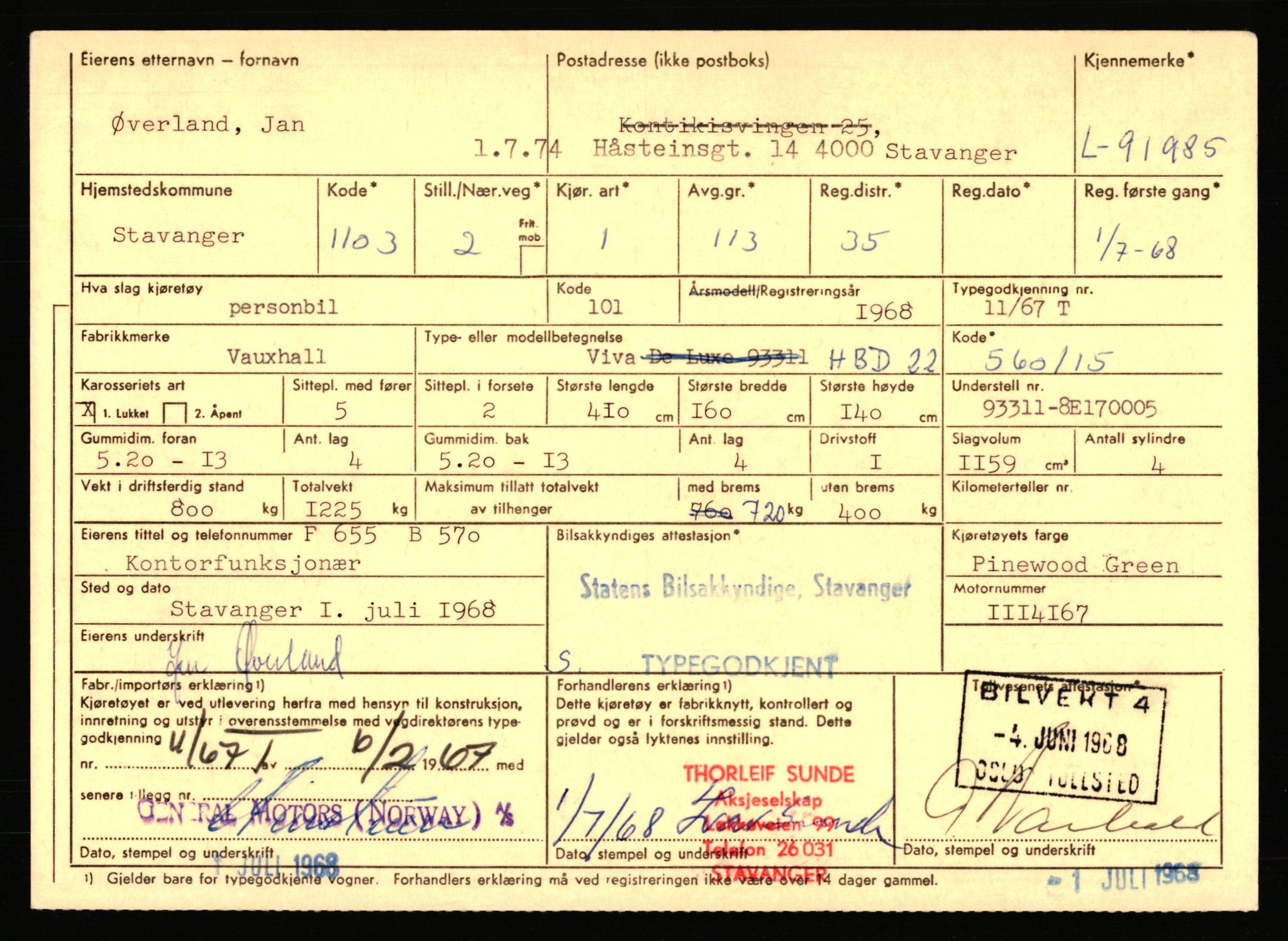 Stavanger trafikkstasjon, AV/SAST-A-101942/0/F/L0075: L-88800 - L-92499, 1930-1971, p. 2068