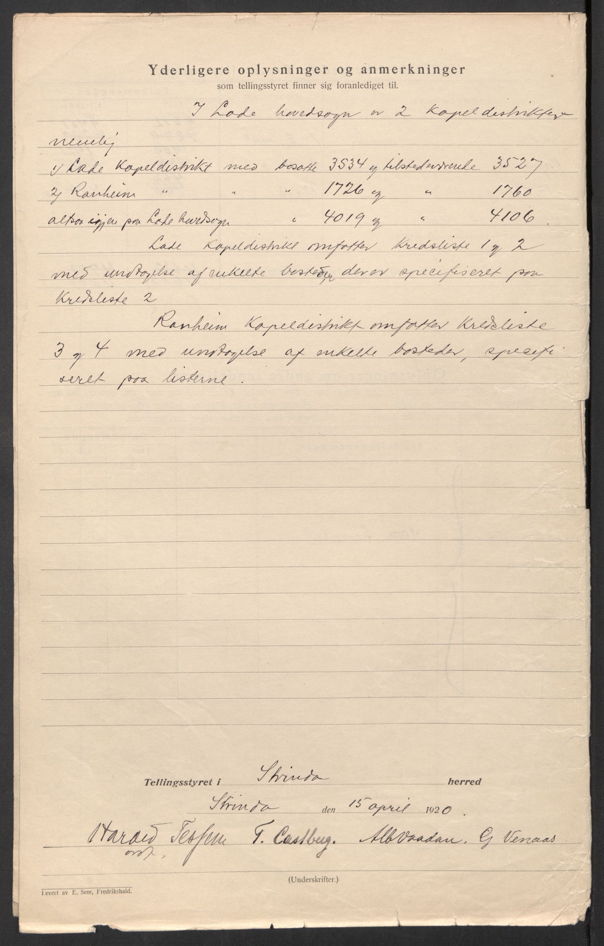 SAT, 1920 census for Strinda, 1920, p. 6