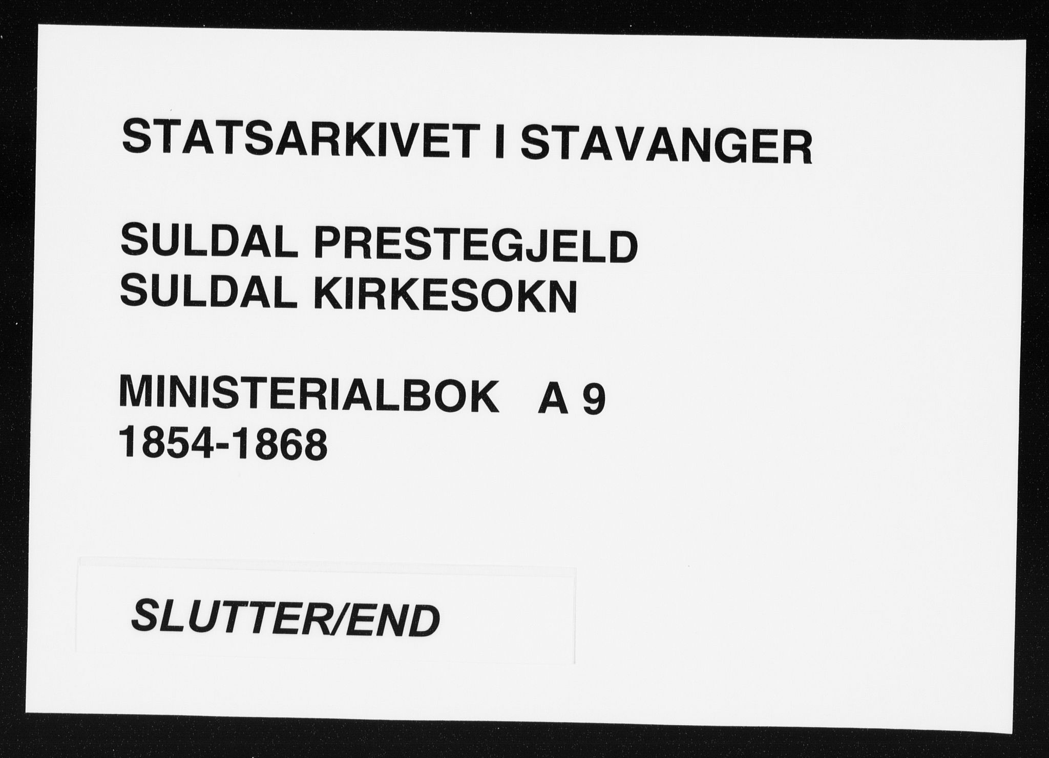 Suldal sokneprestkontor, AV/SAST-A-101845/01/IV/L0009: Parish register (official) no. A 9, 1854-1868