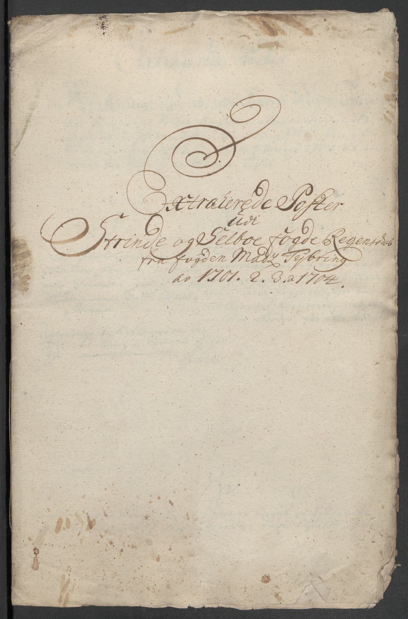 Rentekammeret inntil 1814, Reviderte regnskaper, Fogderegnskap, AV/RA-EA-4092/R61/L4109: Fogderegnskap Strinda og Selbu, 1704-1706, p. 262