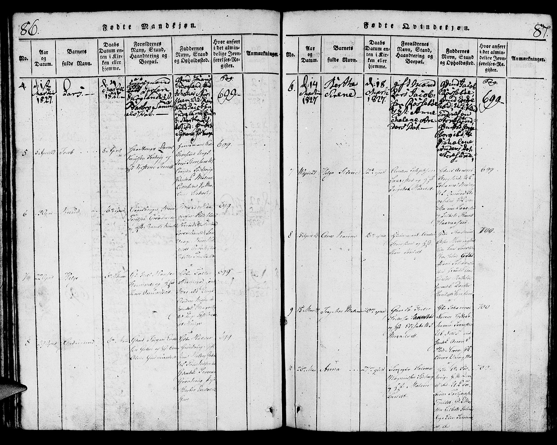 Torvastad sokneprestkontor, AV/SAST-A -101857/H/Ha/Haa/L0004: Parish register (official) no. A 4, 1817-1836, p. 86-87