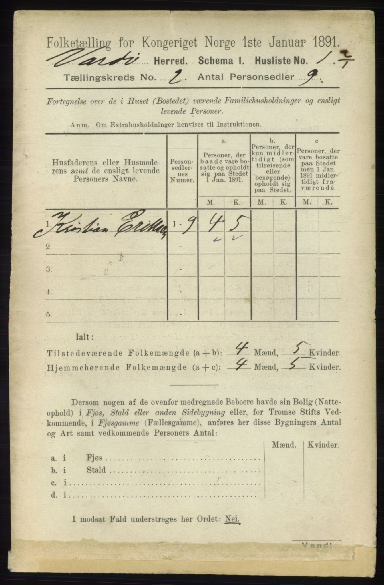 RA, 1891 census for 2028 Vardø, 1891, p. 210